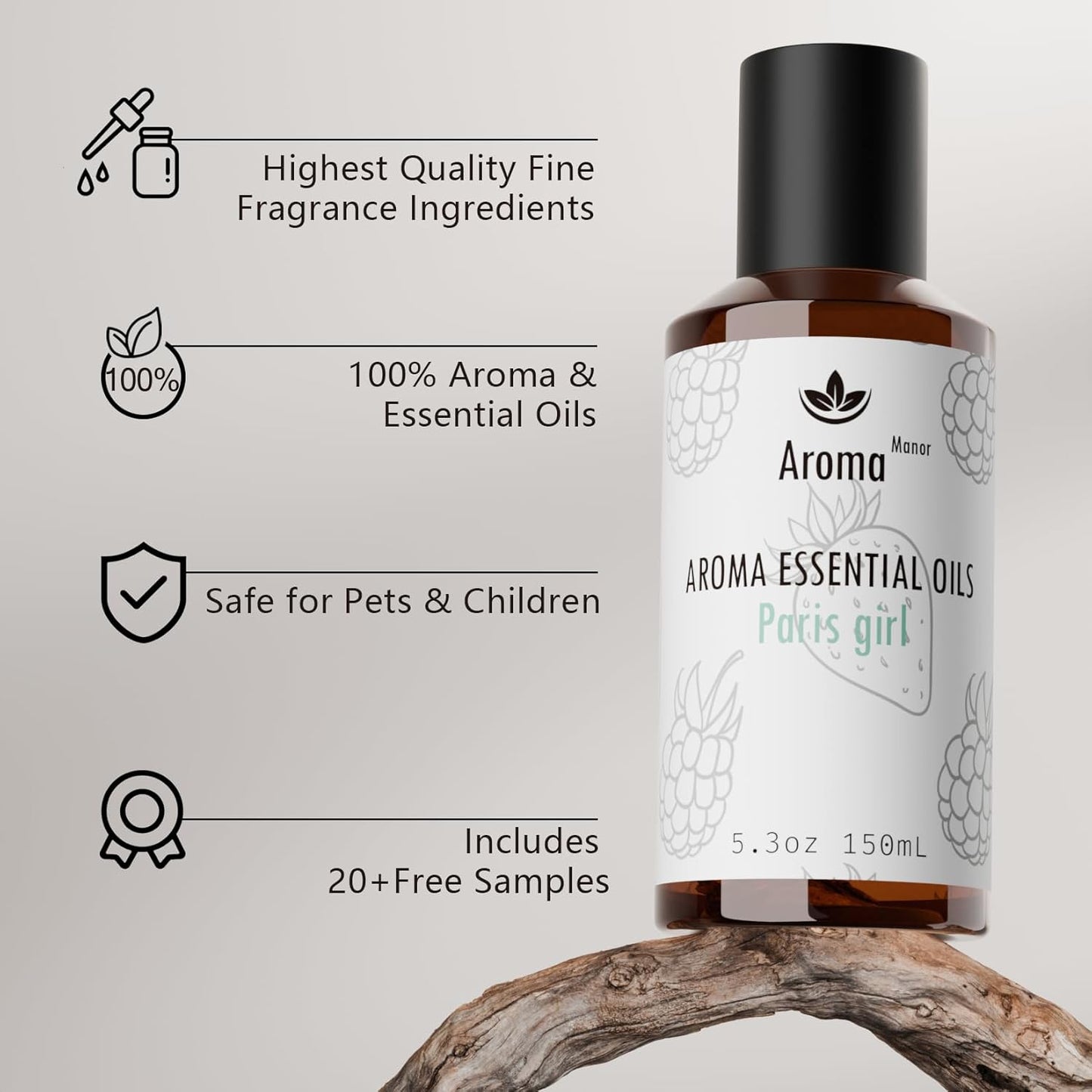 Hotel Scent Diffuser Oil - Paris Girl - Aroma Essential Oil Blends for Aromatherapy Diffuser Machine, Cedarwood, Elevate Large Room with Air Fresheners - 5.3fl oz
