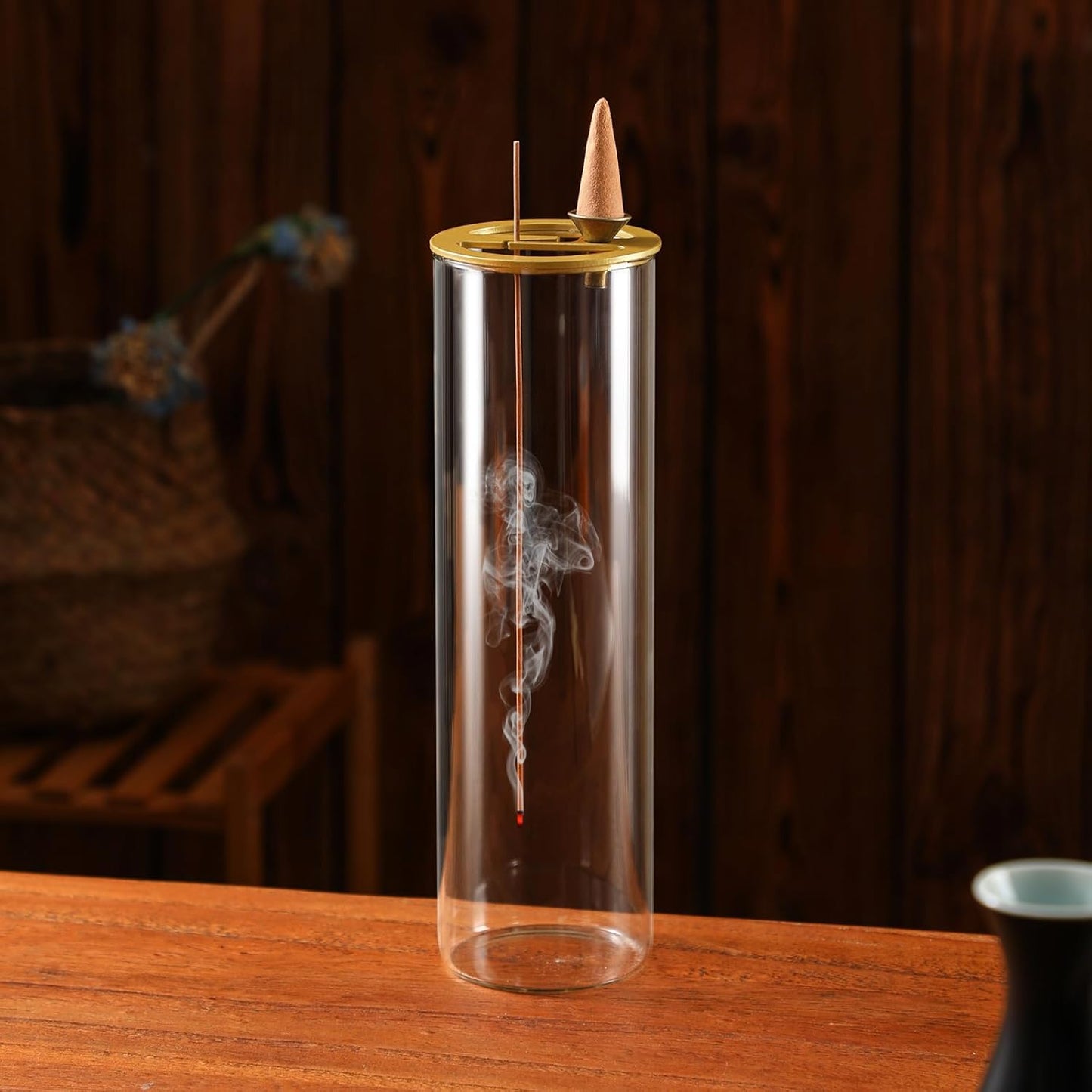 Ceremony Incense Holder, 2 in 1 Incense Burner for Sticks, Ash-Proof Glass Incense Burner for Meditation Yoga Spa Room Decor