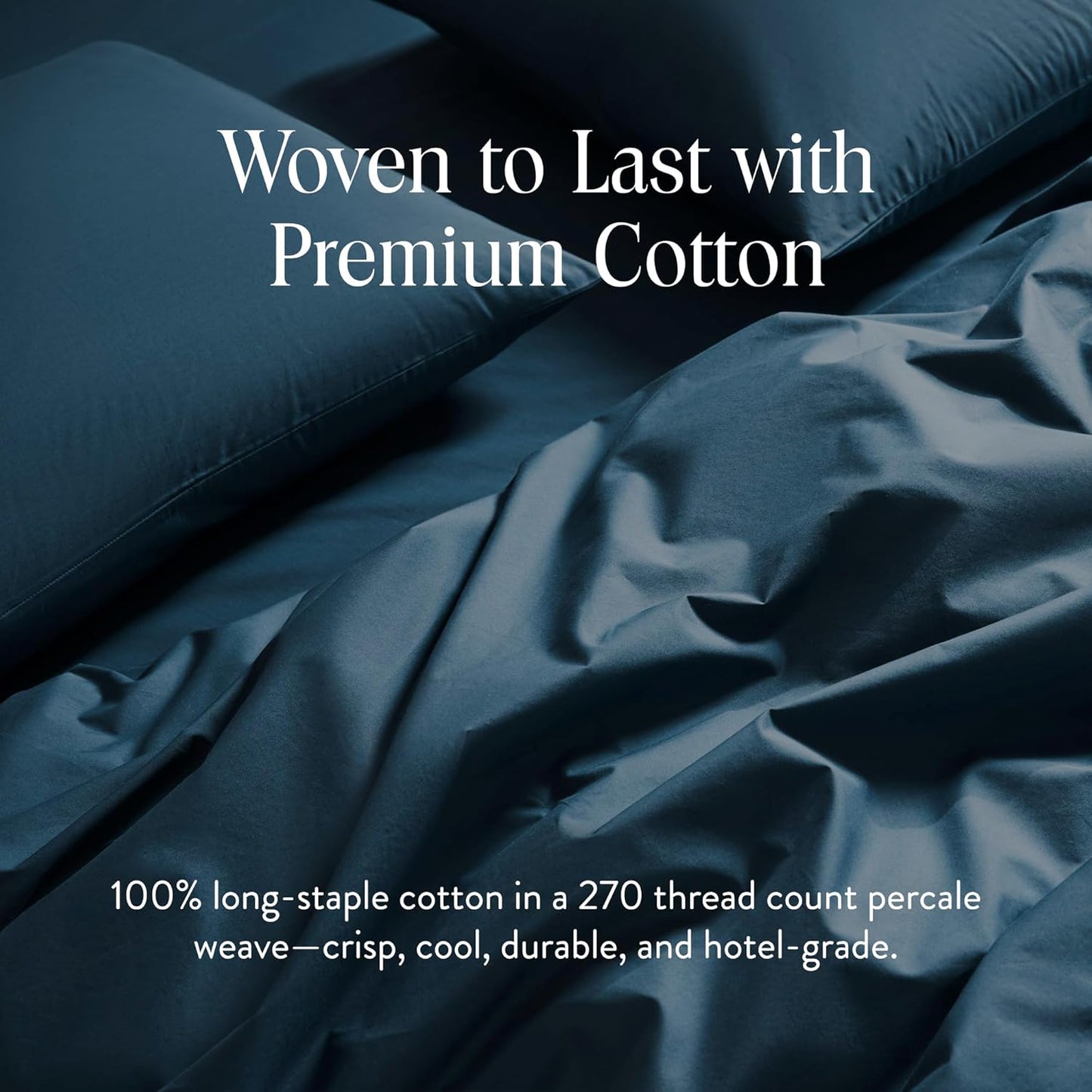 Brooklinen Luxury Percale Duvet Cover – 100% Cotton, Cool, Crisp, Extra-Long Corner Ties, Button Closure, Soft & Breathable – Machine Washable, Duvet Cover King/California King Bed Sizes (Abyss)