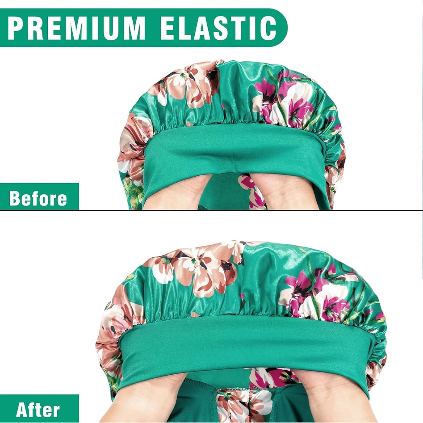 2Pcs Bonnets for Black Women Braid Bonnet, Large Long Satin Silk Bonnet for Braids,Black Women Braid Bonnet with Stretchy Tie Band for Sleeping Extra Long (Blue&Printing Flower) Purple