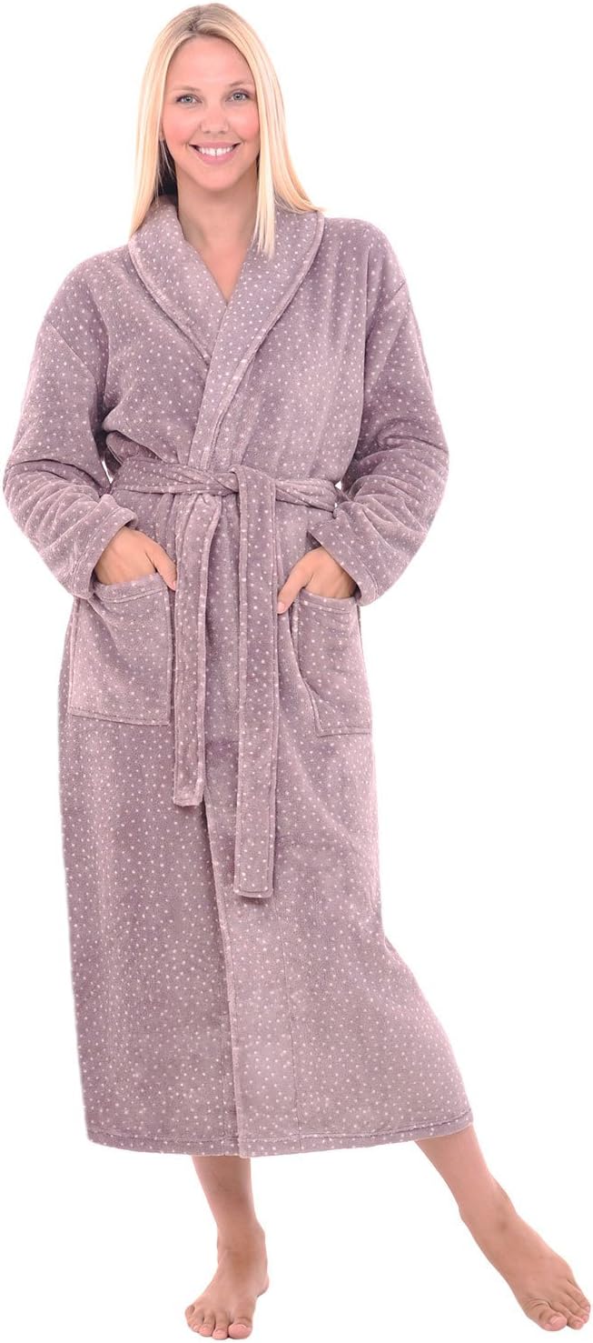 Alexander Del Rossa Plush Robe for Women, Long Fleece Winter Bath Robe, Plus Size