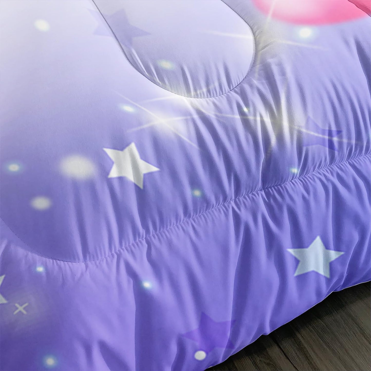 Cute Mermaid Pattern Full Comforter Set,Star Jellyfish Ocean Themed Bedding Sets for Kids Toddlers Girls Boys Room Decor,Princess Bedding with 2 Pillowcases.