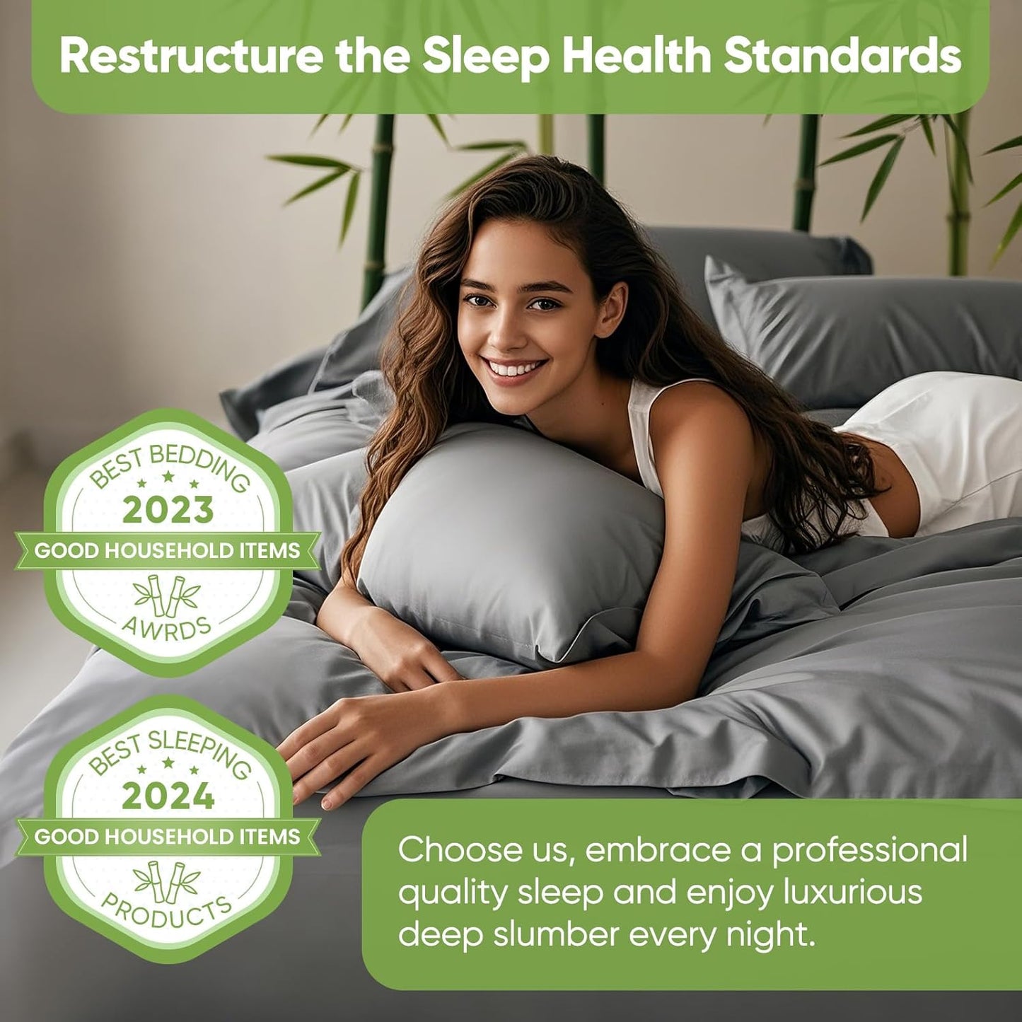 TWK Luxury Sheet Set, Genuine 100% Viscose Derived from Bamboo, Cooling & Breathable, Silky Soft, Bedding Sheets & Pillowcases (Gray, California King)
