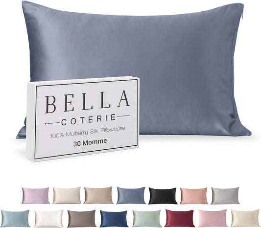 Bella Coterie Luxury Silk Pillowcase for Hair and Skin | 30 Momme | 100% Pure 6A Mulberry Silk | Super Soft | Perfectly Plush [Queen, Cobalt]