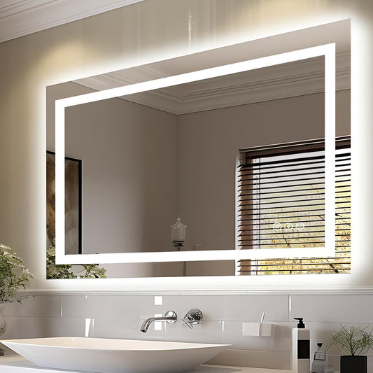 44"x32" Bathroom Mirror with LED Lights, Front & Backlit, Anti-Fog, Dimmable, Waterproof & Corrosion Proof (Horizontal/Vertical)