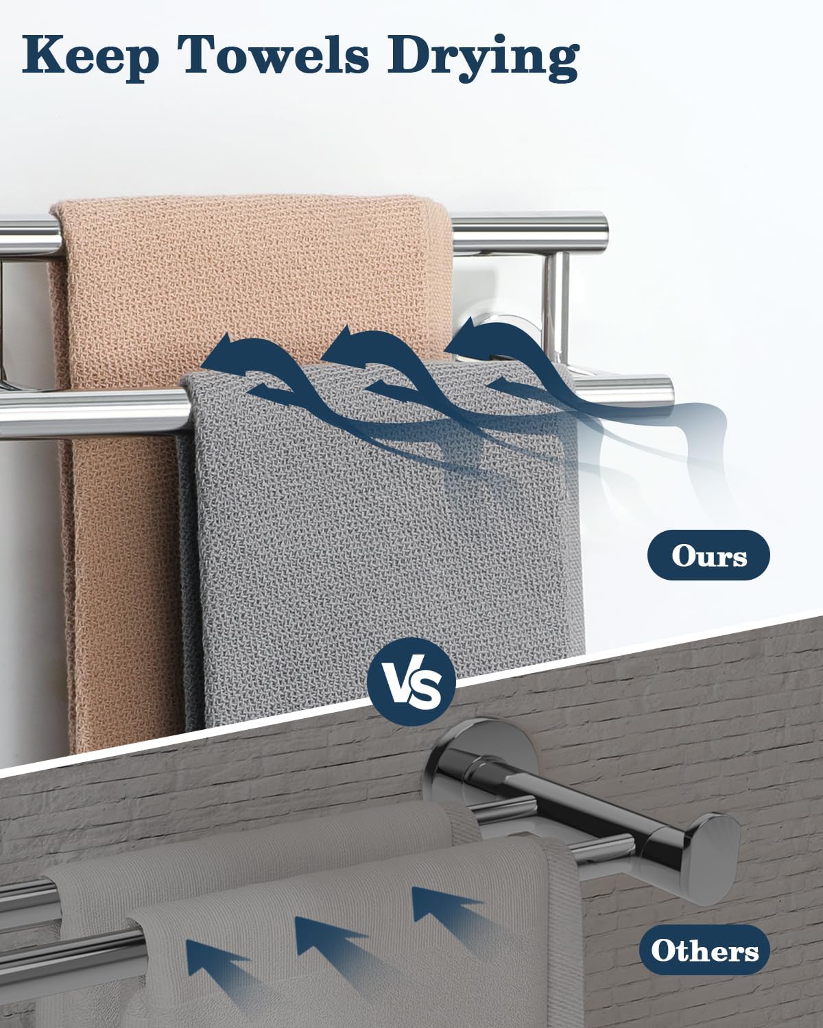 Alise Double Bath Towel Bars,12 Inch Towel Racks for Bathroom,SUS304 Stainless Steel Towel Holder,Towel Holder Wall Mount,Toilet Kitchen Towel Rod,Polished Chrome Towel Rail,GYT6902-300-C