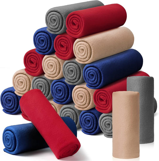 24 Packs Fleece Throw Blanket Soft Warm Lightweight Fleece Blanket Cozy Throw Bulk for Bed Couch Sofa Home Office Wedding Gifts Suitable for Seasons, 50 x 60 Inches(Morden Color)