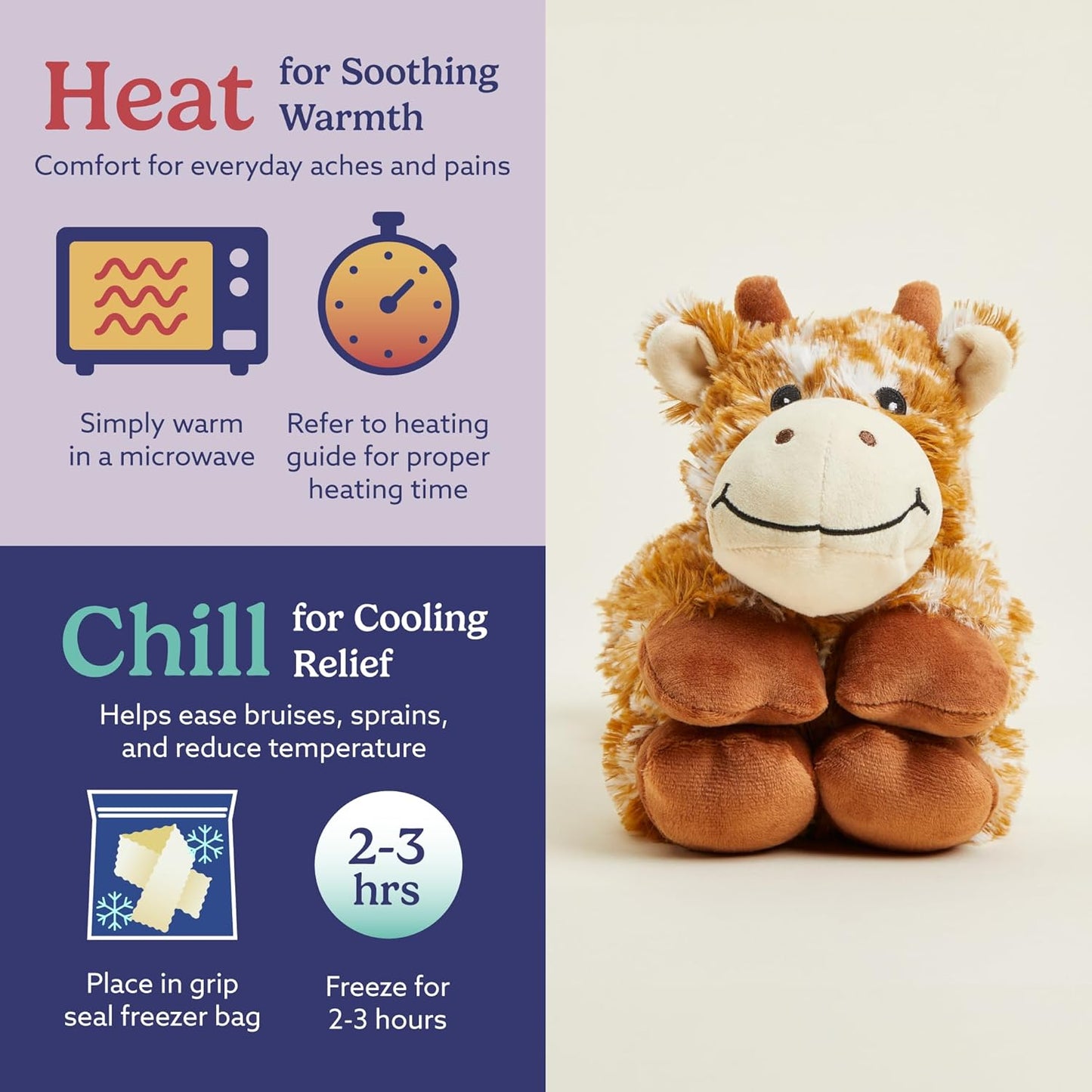warmies Microwavable Neck & Shoulder Wrap - Heating & Cooling Plush Pad for Calming Relaxation - Weighted & Heated Neck Warmer with Scented Lavender - Microwave Heat Pad for Aches & Pain – Giraffe