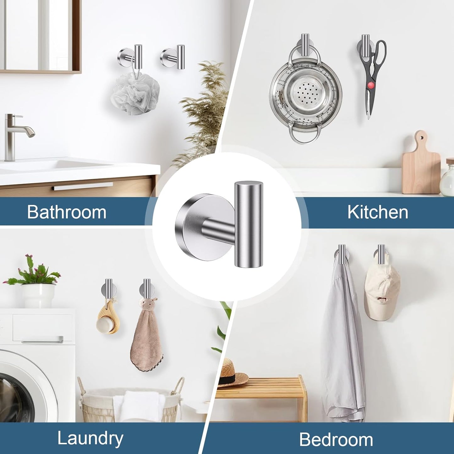 Brushed Nickel Bathroom Hardware Set, 5 Pieces Towel Bar Bathroom Accessories, Upgraded Toilet Paper Holder with Shelf Set, 23.6 Inch Towel Rack Towel Holder for Bathroom Wall