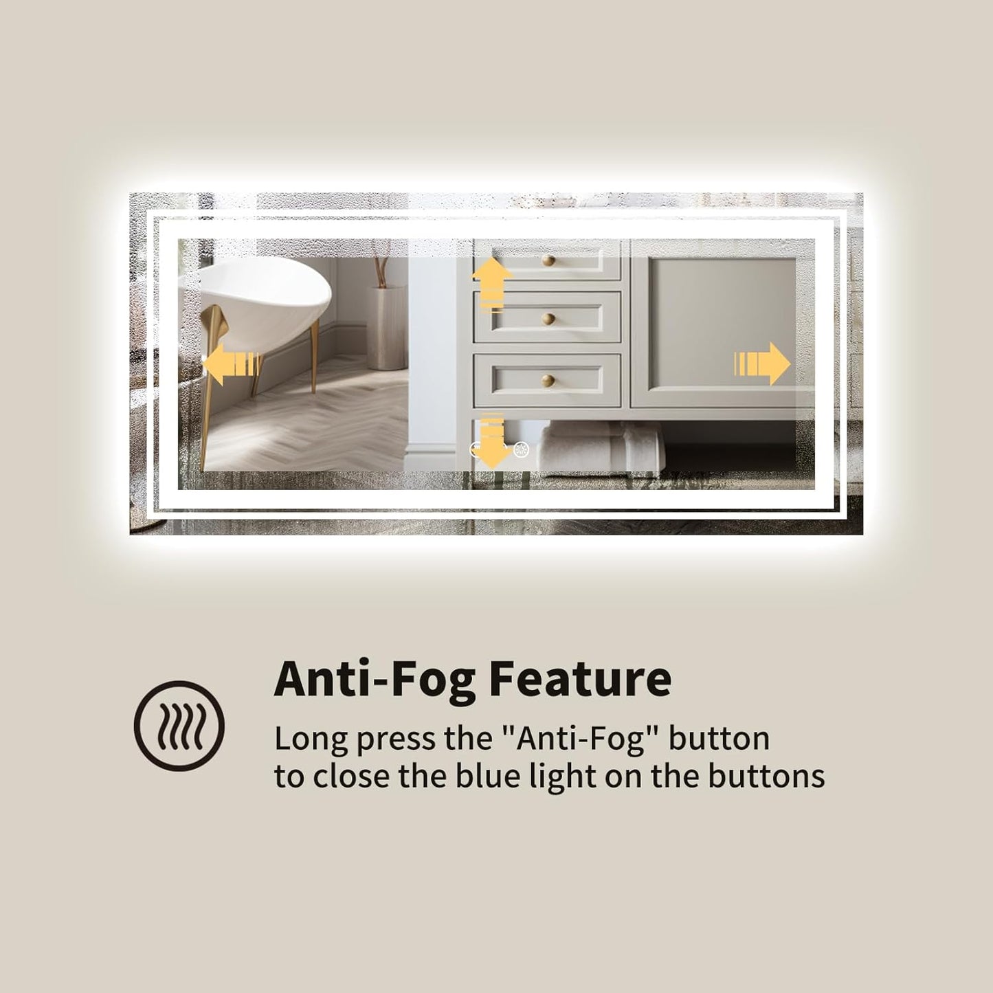 WTTY LED Mirror for Bathroom 72"x32",Large Modern LED Bathroom Mirror with Backlit and Front Light,Stepless Dimmable,Anti-Fog,Lighted Bathroom Vanity Mirror,Shatter-Proof,Memory Function