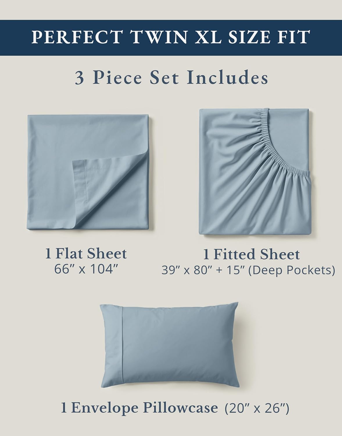 LANE LINEN 100% Organic Cotton Bed Sheets Extra Long Twin, Soft & Comfy Fully Elasticized Percale Perfect for Hospital Bed & Dorm Room, Low Pilling Machine Washable Twin XL Sheet- French Blue