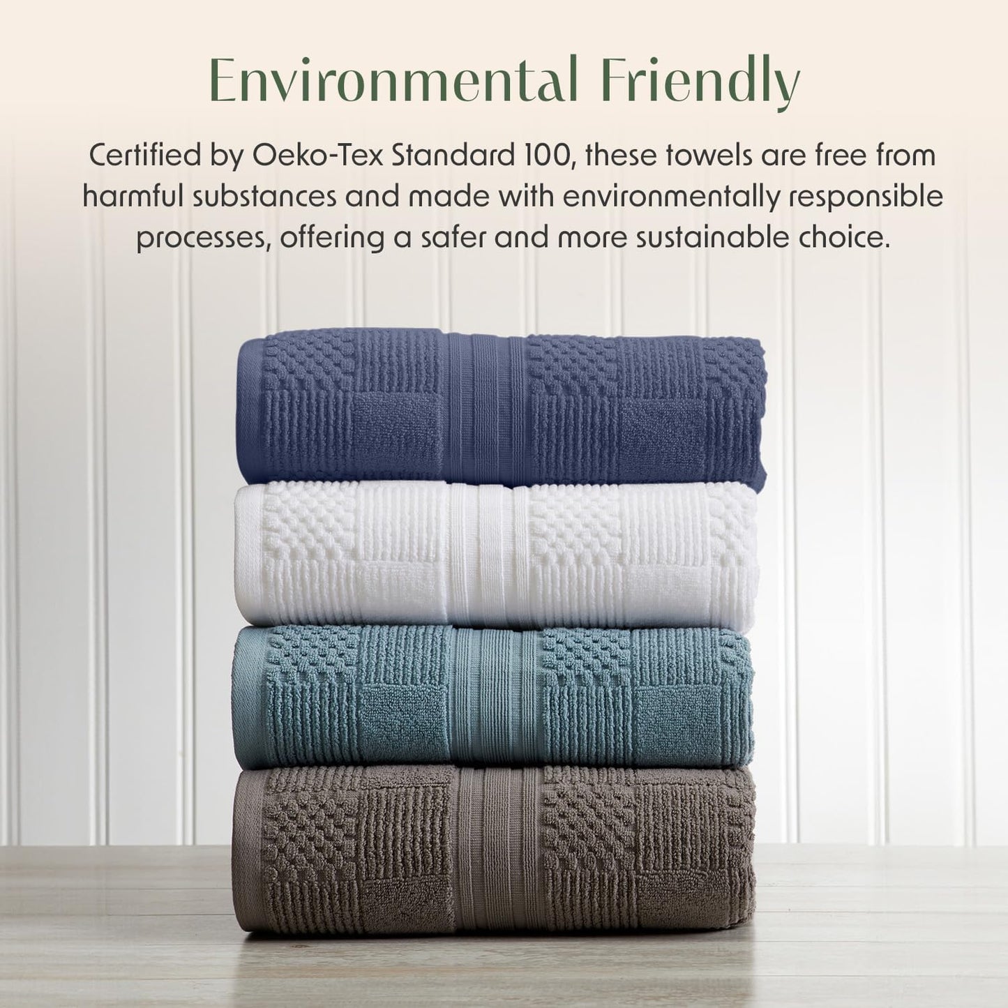 Springtree Home 100% Cotton Bathroom Towel Set | 6 Piece Set - Blue Towels | Geometric Textured Design | Absorbent & Quick-Dry | Oeko-TEX® Standard 100 Cotton | Myla Collection - Indigo