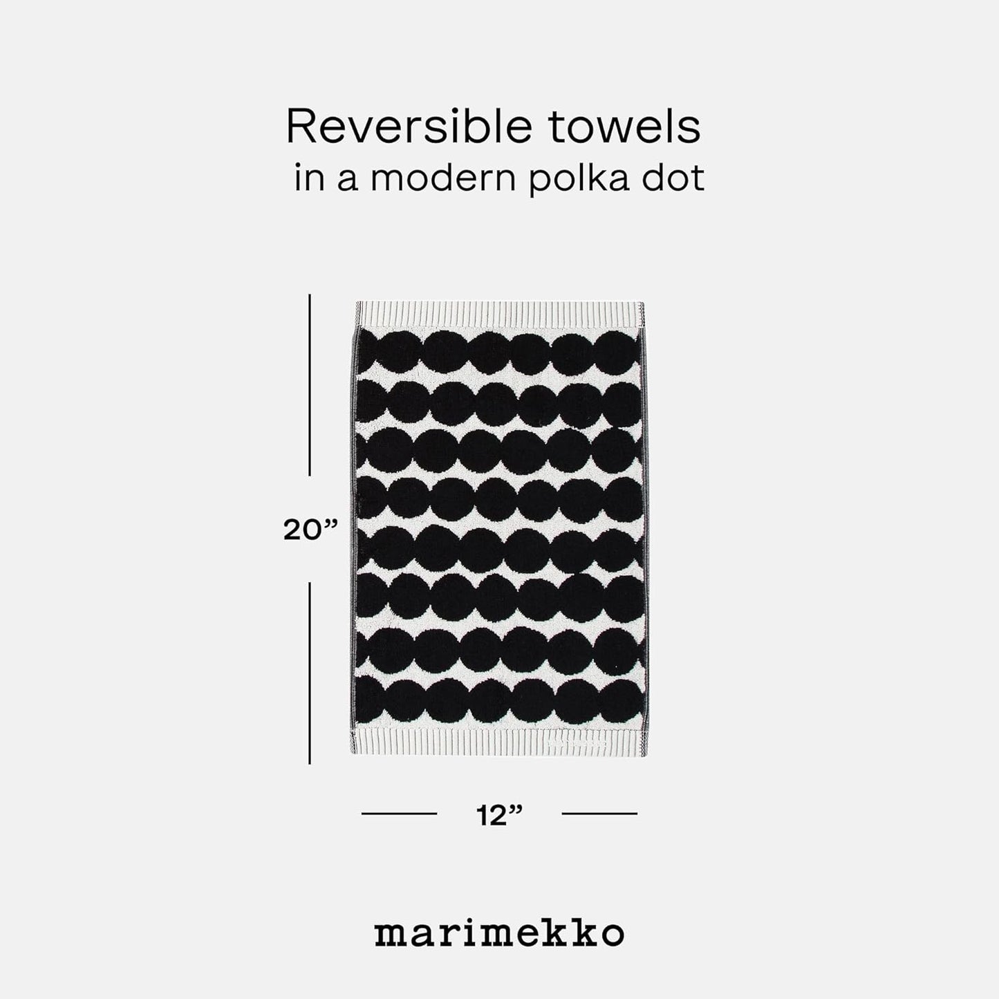MARIMEKKO Räsymatto Terry Cotton Guest Towel – Polka Dot Patterned Guest Towels – 20 in x 12 in