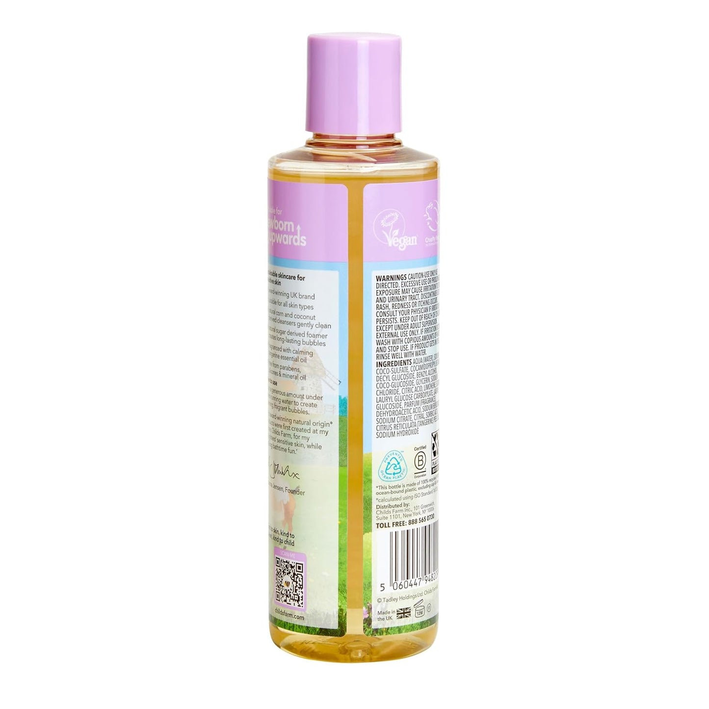 Childs Farm, Kids Bubble Bath for Dry, Sensitive Skin, Organic Tangerine, Gently Cleanses & Soothes, Vegan, Cruelty-Free, 16.9 fl oz