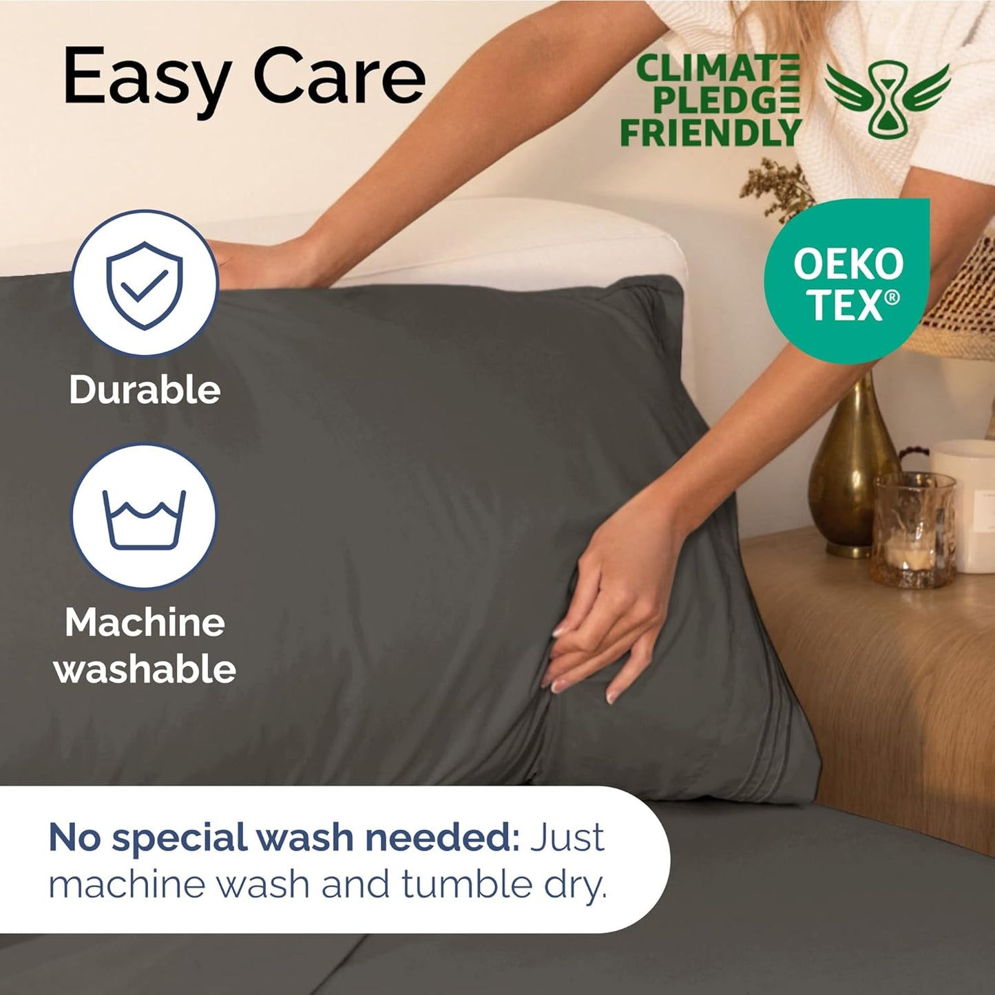 Twin XL Size 3 Piece Sheet Set - Extra Soft, Breathable & Cooling - Hotel Luxury Durable Bed Sheets for Women & Men - Deep Pockets, Easy-Fit & Wrinkle-Free - Cool Brown Oeko-Tex