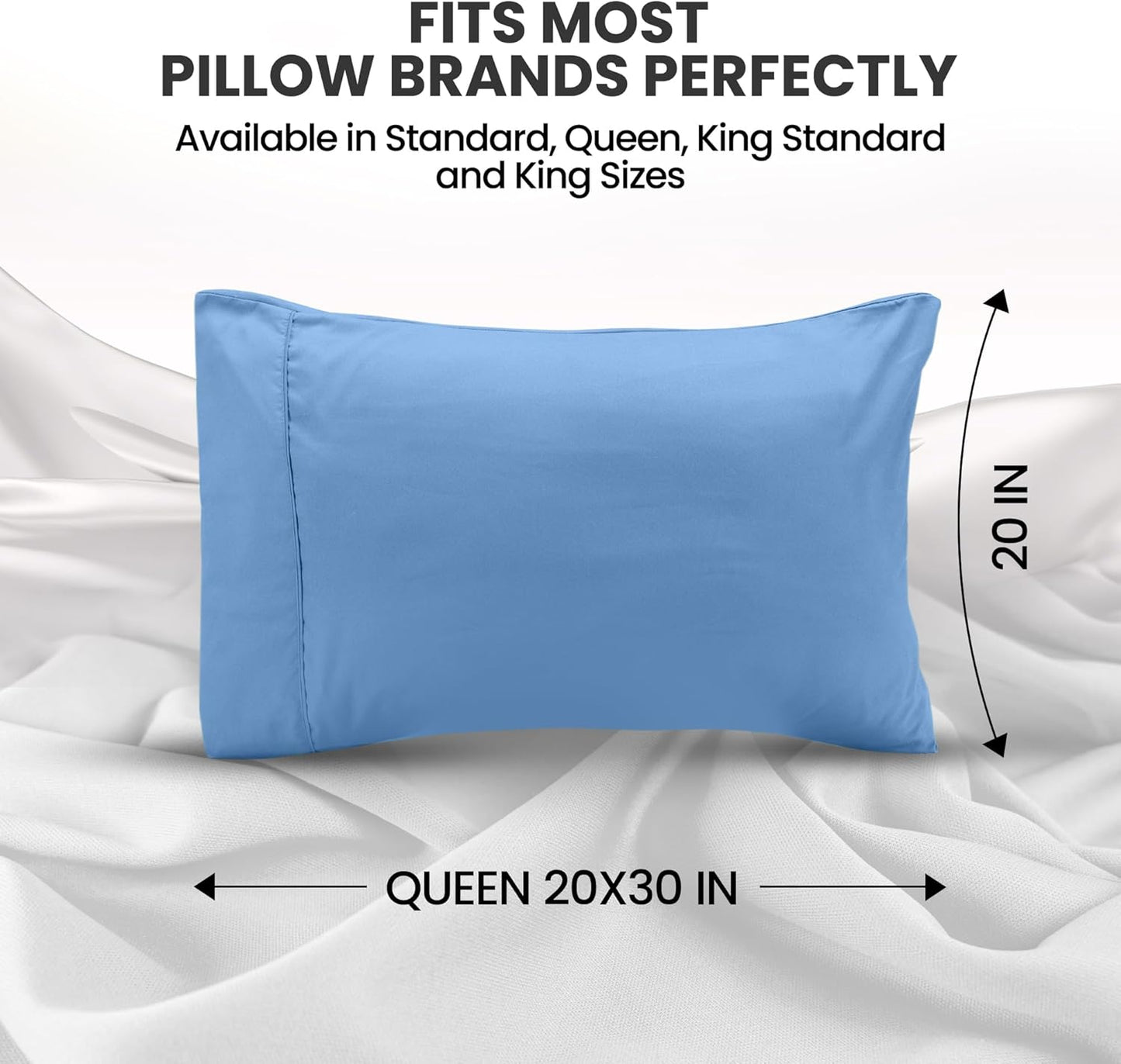 Pillow Covers by Utopia Bedding - Queen Size 2-Pack – Soft Brushed Microfiber – Perfect for Hospitals, Hotels, Guest Rooms – Oeko-TEX Certified, 20x30 Inches (Dutch Blue)