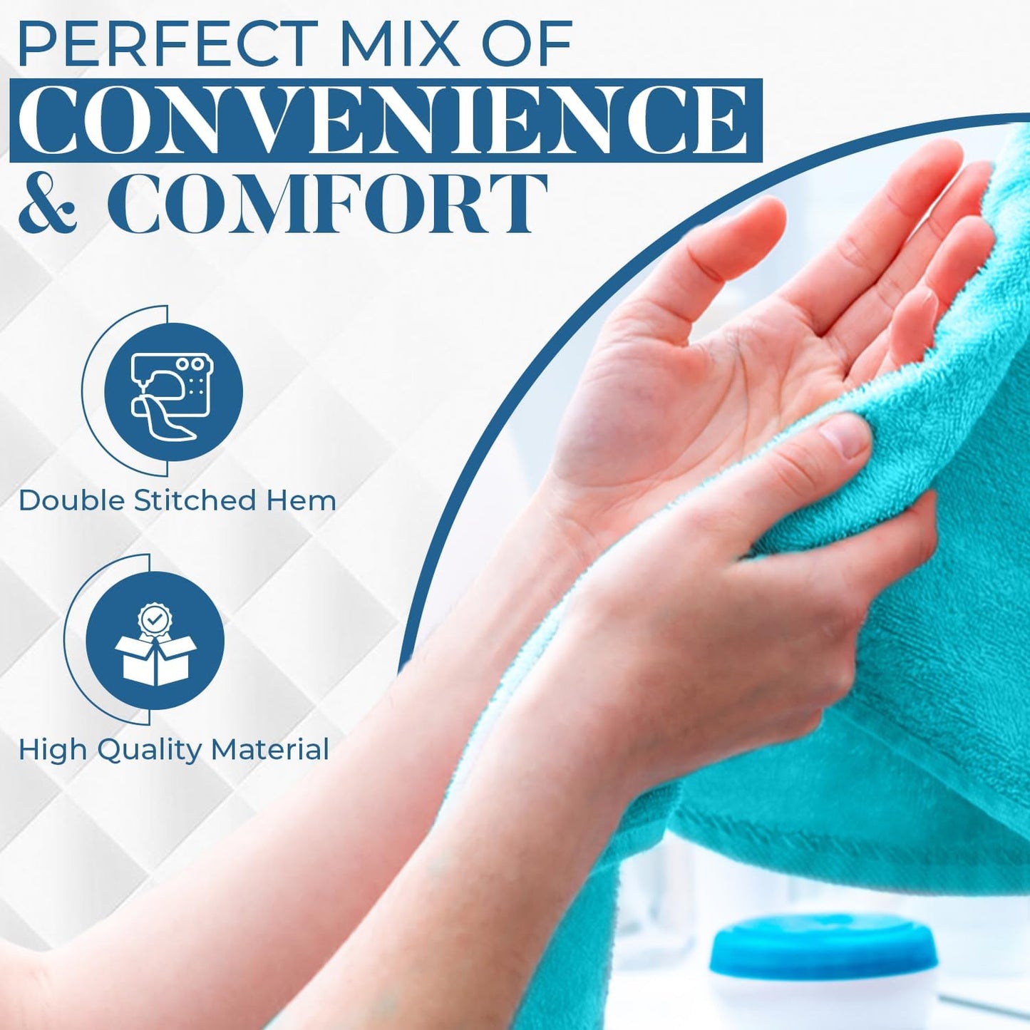 DAN RIVER 6-Pack Premium Hand Towels (16x28 Inches) - 100% Cotton, Ultra Soft, Lightweight, Highly Absorbent Towels for Bathroom, Spa, Gym, Salon, Hotel, and Travel - 550 GSM – Turquoise