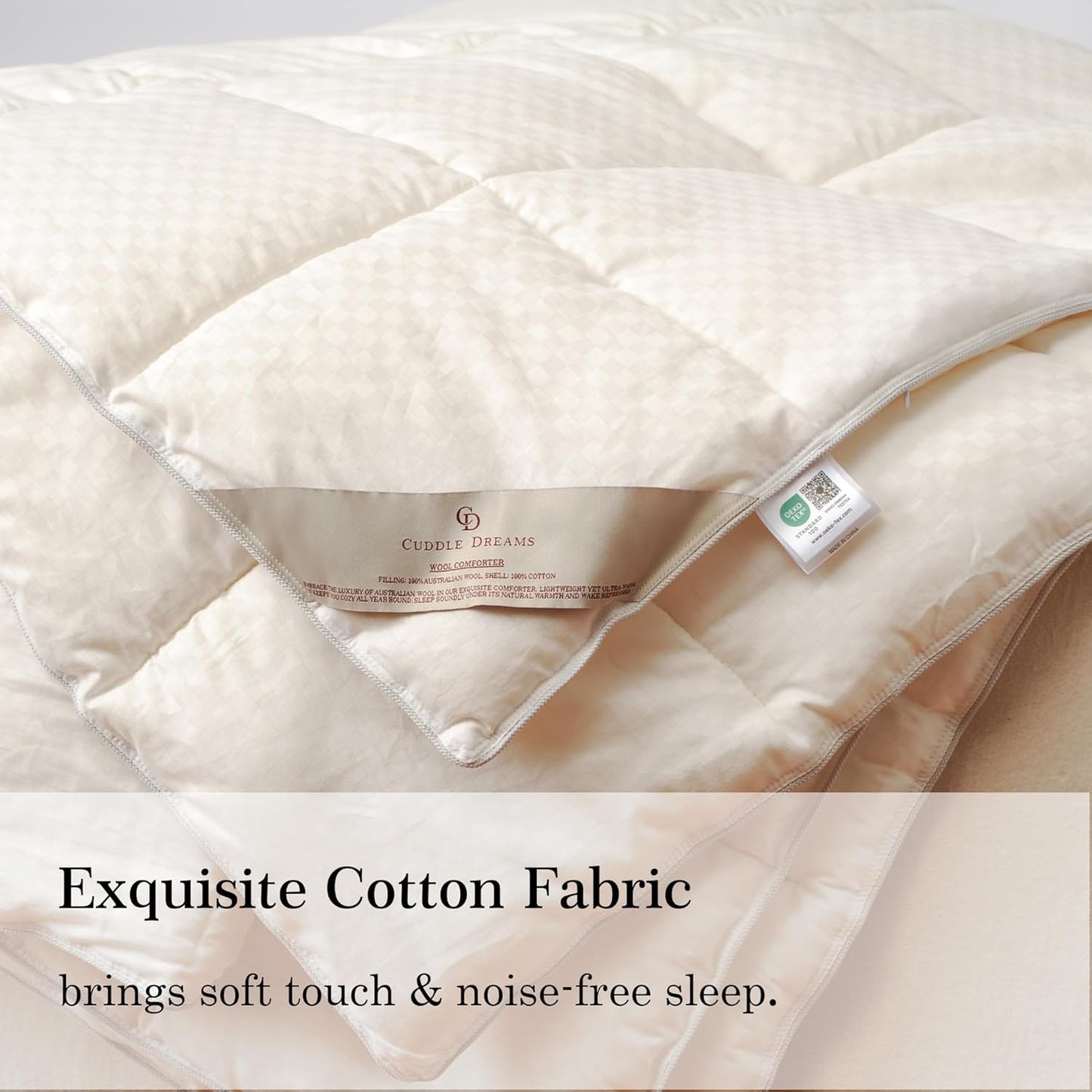 CUDDLE DREAMS Wool Comforter Duvet Insert, 100% Australian Wool Filling with Soft Noiseless Cotton Shell, Natural Warmth (Heavyweight for Winter, King)