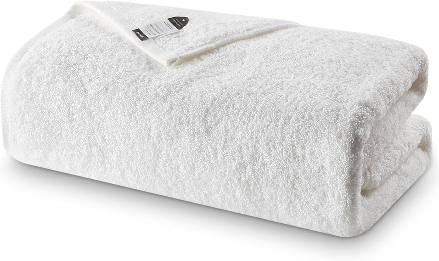 SEMAXE White Bath Towel for Bathroom, 100% Cotton Towel with Hanging Loop, Hotel & Spa Quality Soft Absorbent Towel, Gift Box Packaging, 1 Pc Bath Towel, 55" L x 27" W