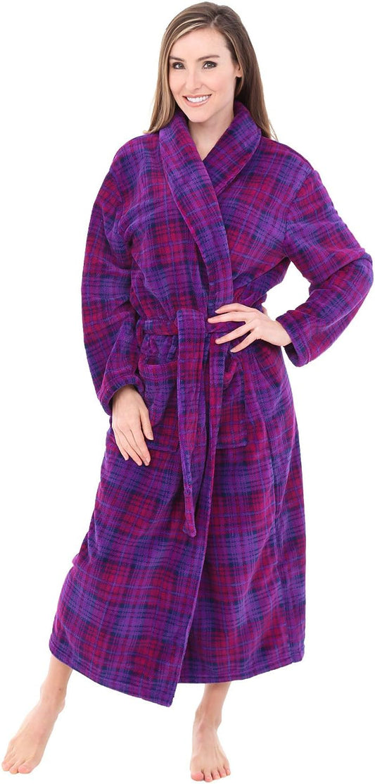 Alexander Del Rossa Plush Robe for Women, Long Fleece Winter Bath Robe, Plus Size