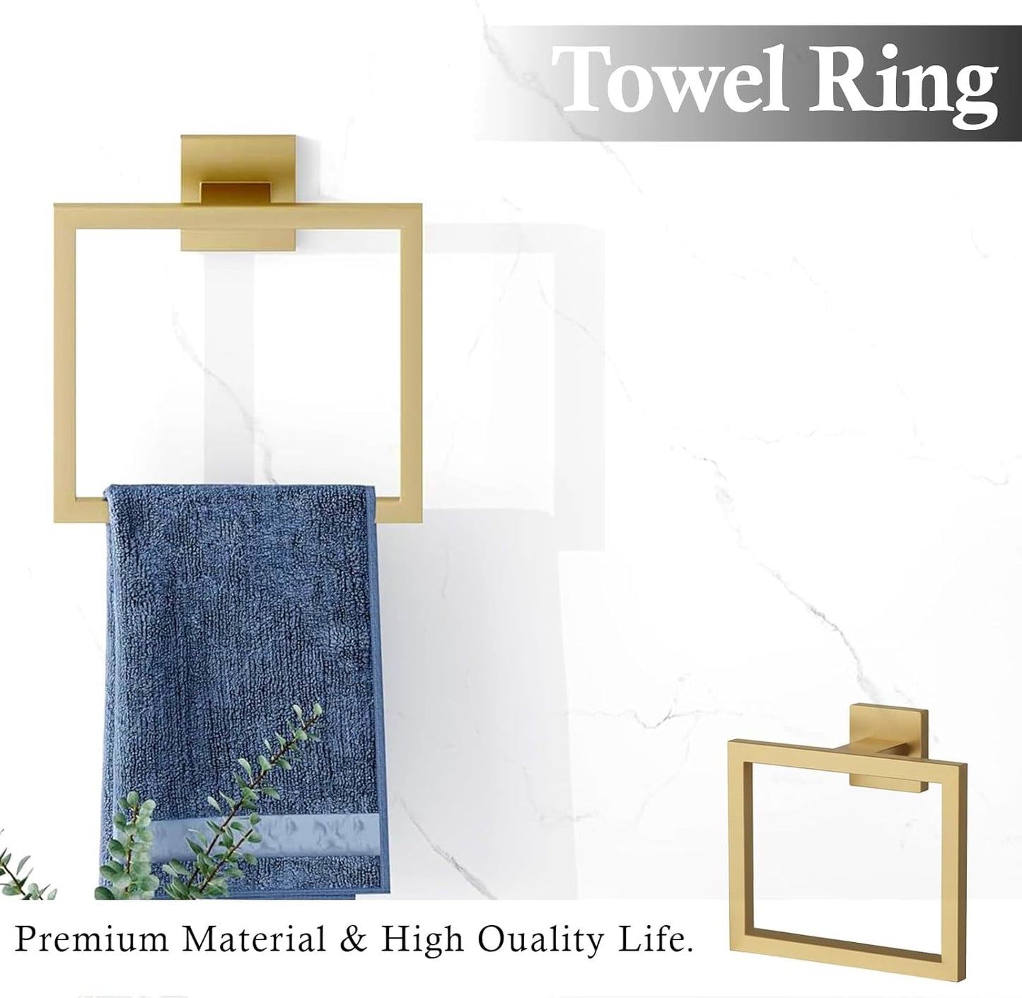 20-Piece Brushed Gold Bathroom Accessories Set – 23.6" Towel Bar, Towel Ring, Toilet Paper Holder & Hooks, Wall Mounted Bathroom Hardware, Rust & Corrosion-Resistant, Ideal for Modern Bathrooms