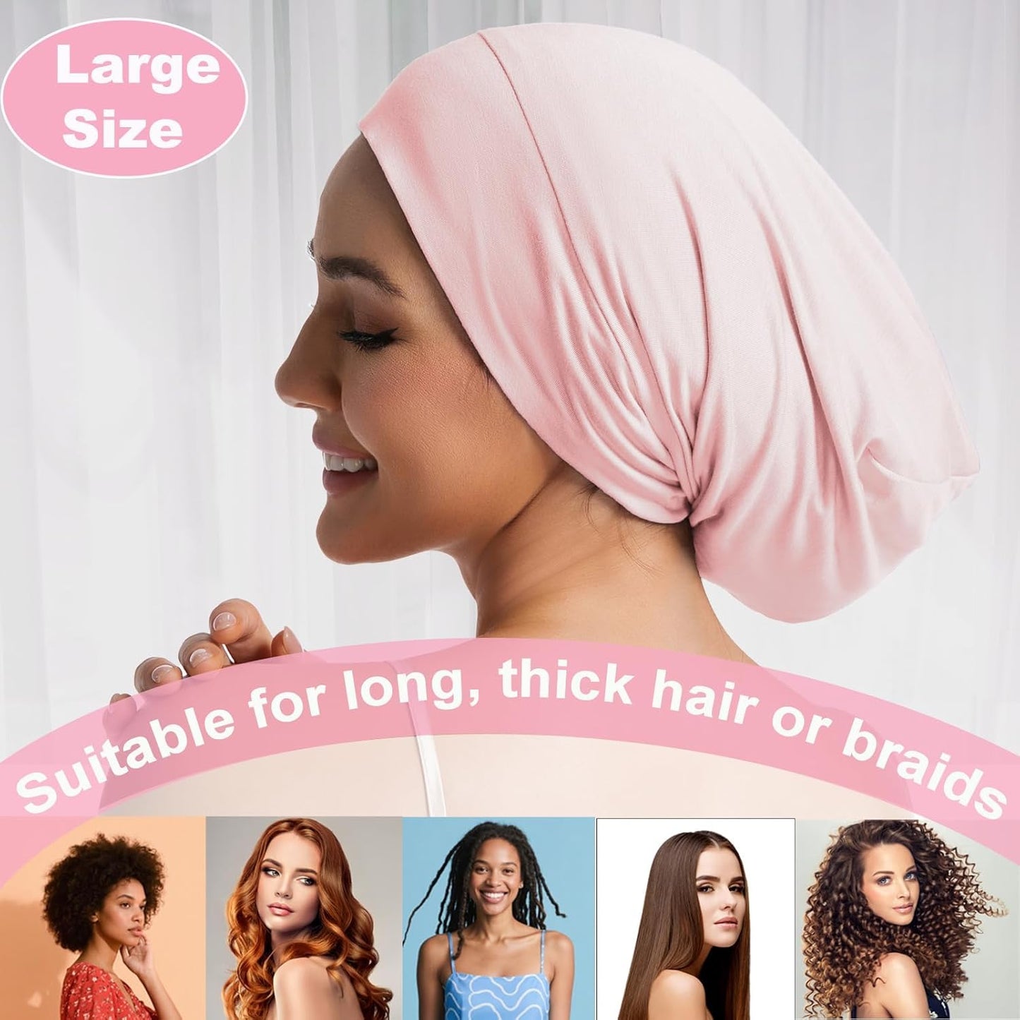 Sleep Cap Bonnet for Sleeping Black Women Men, Adjustable Cooling Lining Bonnets for Curly Hair Wrap Braids Beanie Night Hat