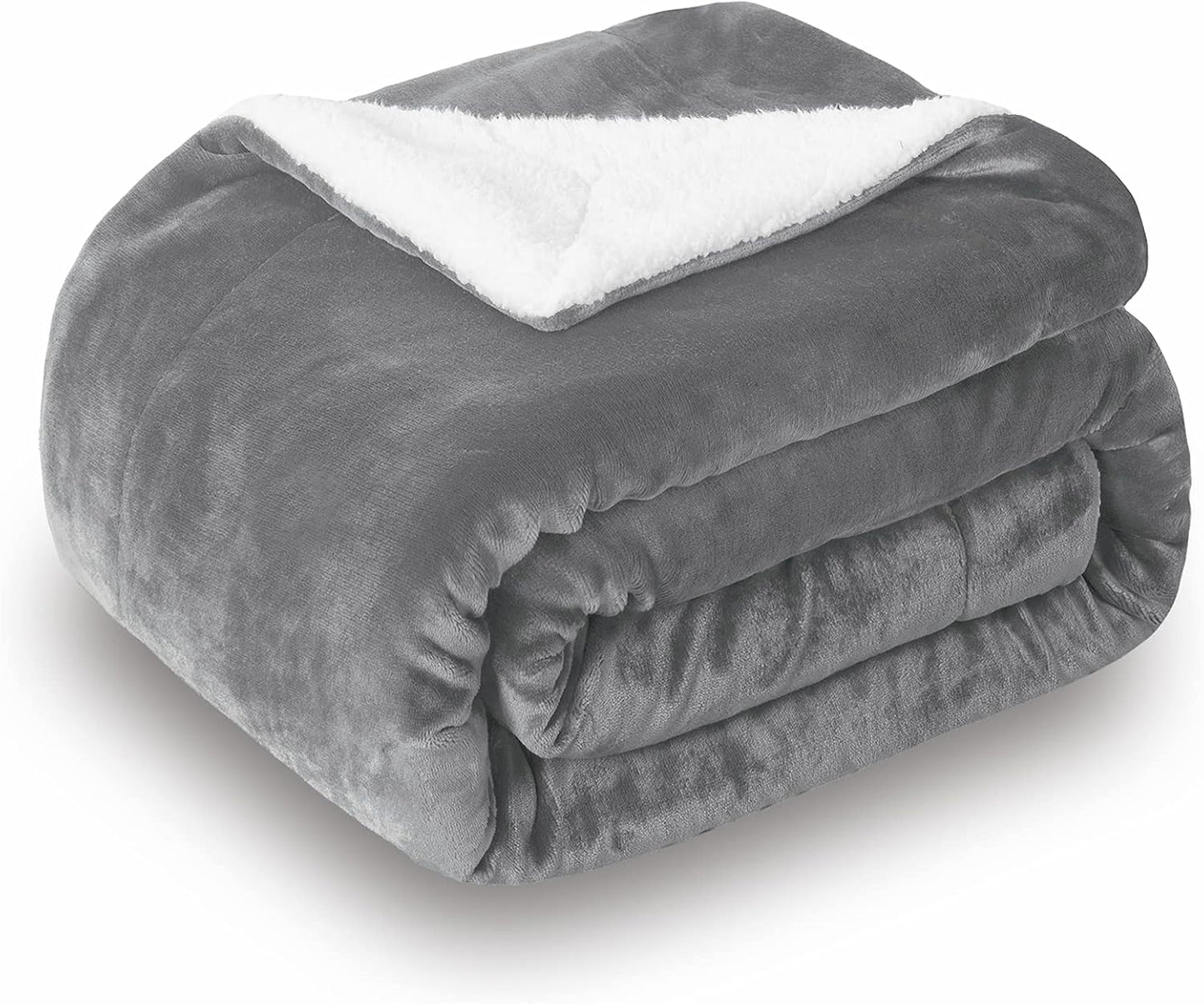 SOCHOW Sherpa Fleece Throw Blanket, Double-Sided Super Soft Luxurious Plush Blanket Queen Size 90 inchx90 inch, Grey