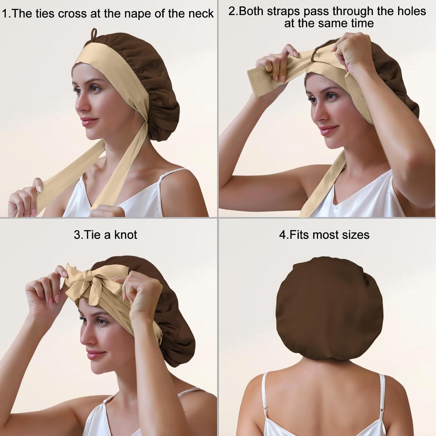 ZIMASILK 100% Mulberry Silk Bonnet for Sleeping Women Double Layer Hair Wrap with Silk Tie Band,1 Pack