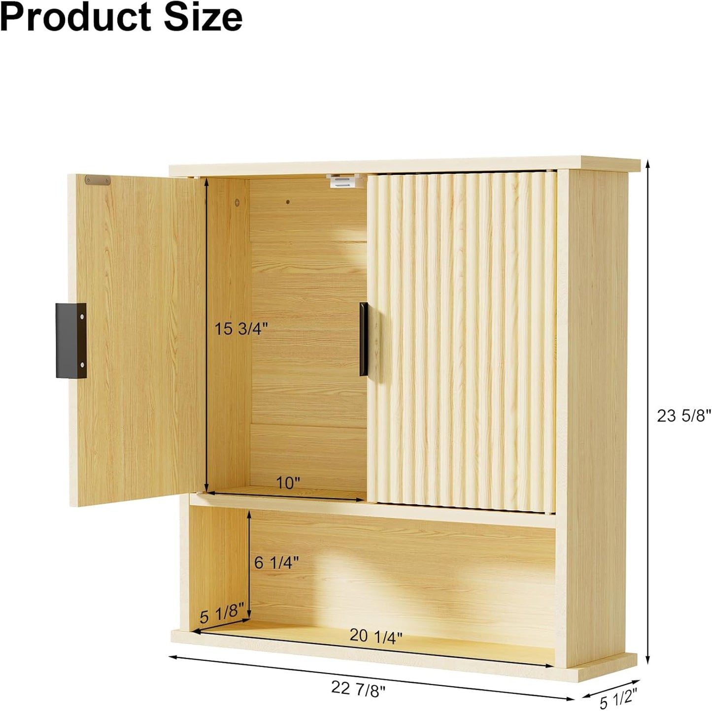 Bathroom Wall Cabinet,Farmhouse Medicine Cabinet for Bathroom with 2 Doors,Wall Mounted Medicine Cabinets Over Toilet Storage Cabinet for Laundry Room/Kitchen/Living Room,Natural,23 x 24