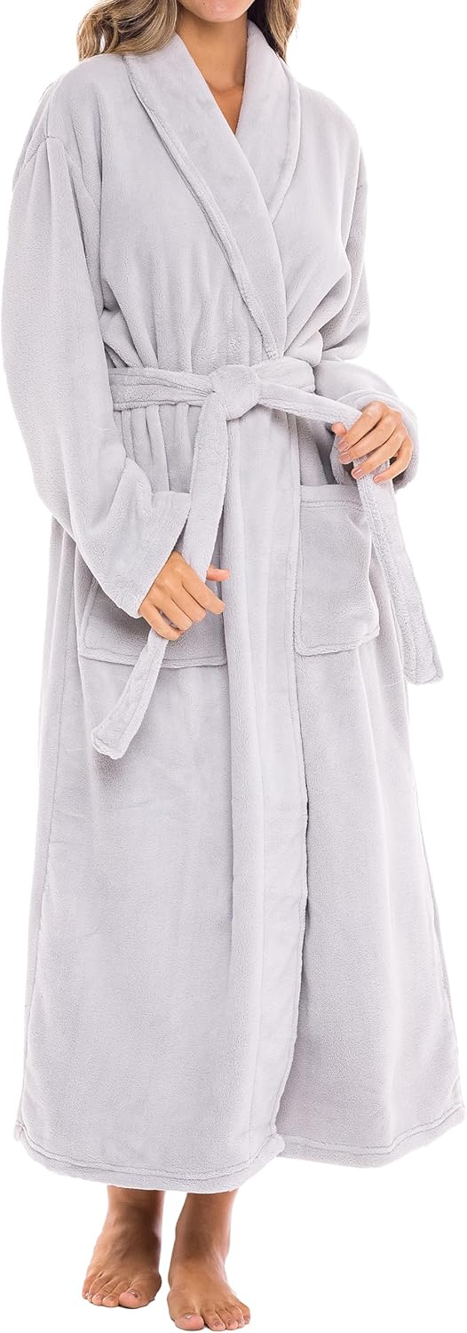 Alexander Del Rossa Plush Robe for Women, Long Fleece Winter Bath Robe, Plus Size