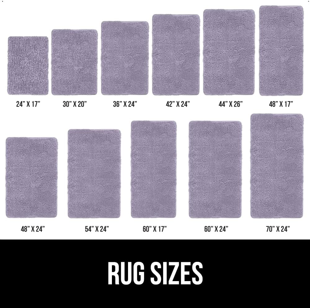 GORILLA GRIP Bath Rug Mat 44x26 Thick Soft Absorbent Chenille, Quick Dry Microfiber Mats, Rubber Backing Washable Shower Floor Rugs, Bathmat Runner Bathroom Home Decor Accessories Light Purple