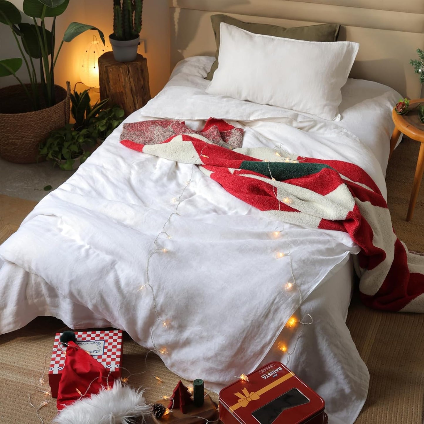 XZ XIFA White Linen Duvet Cover Twin, 100% Washed French Flax Linen Bedding Set with Zipper Closure, Cooling & Textured Bed Sets for Hot Sleepers(1 Duvet Cover, 1 Pillowcases)