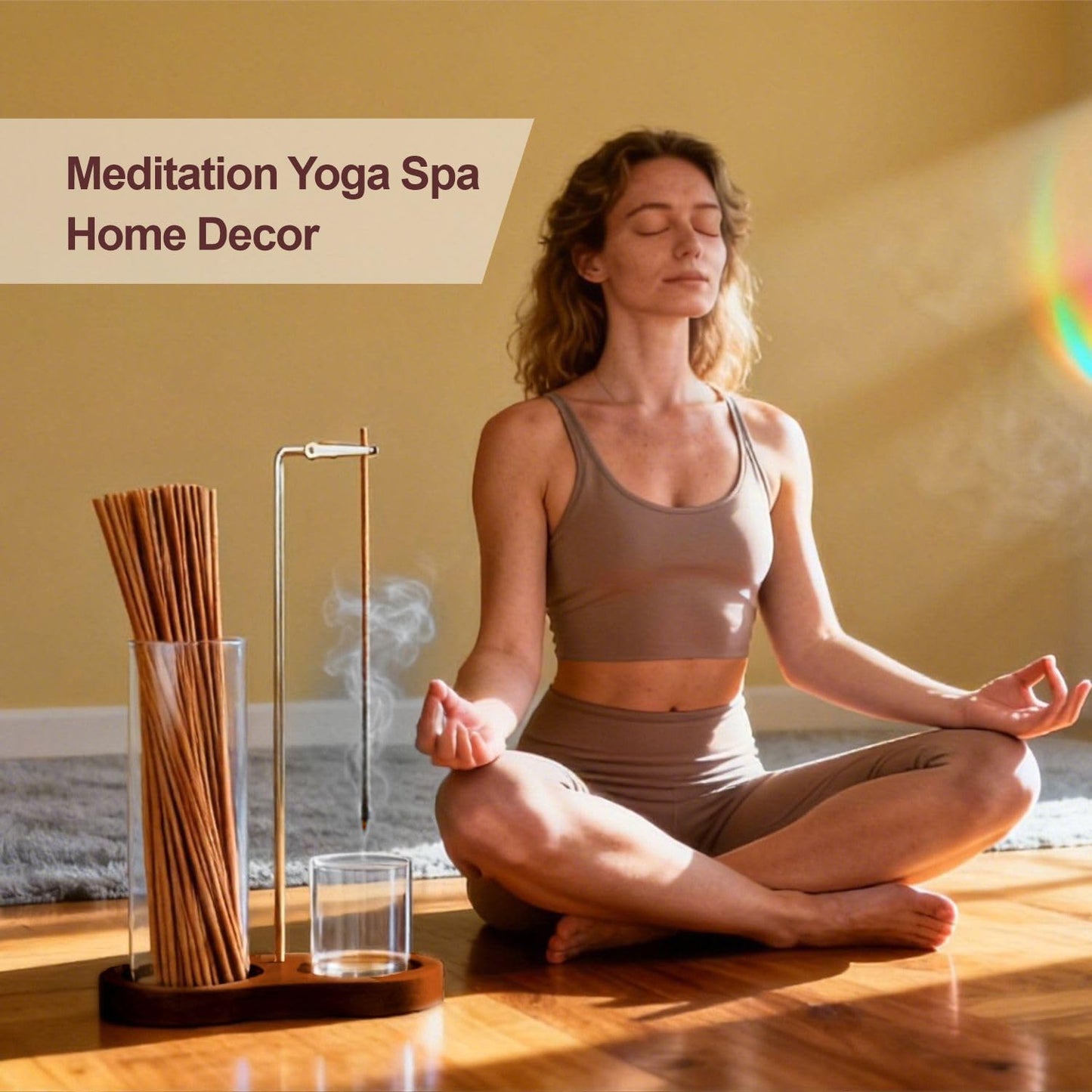 2 in 1 Glass Incense Holder & Burner for Sticks with Ash Catcher, Anti-Ash Flying Design, Storage Organizer and Hang Upside Down for Meditation Yoga Spa Home Decor