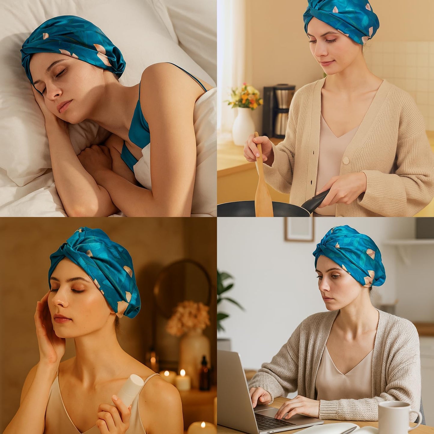100% Mulberry Silk Bonnet, Double-Layered Hair Bonnet for Sleeping Women, Pure Silk Turban, Night Sleep Hair Wrap