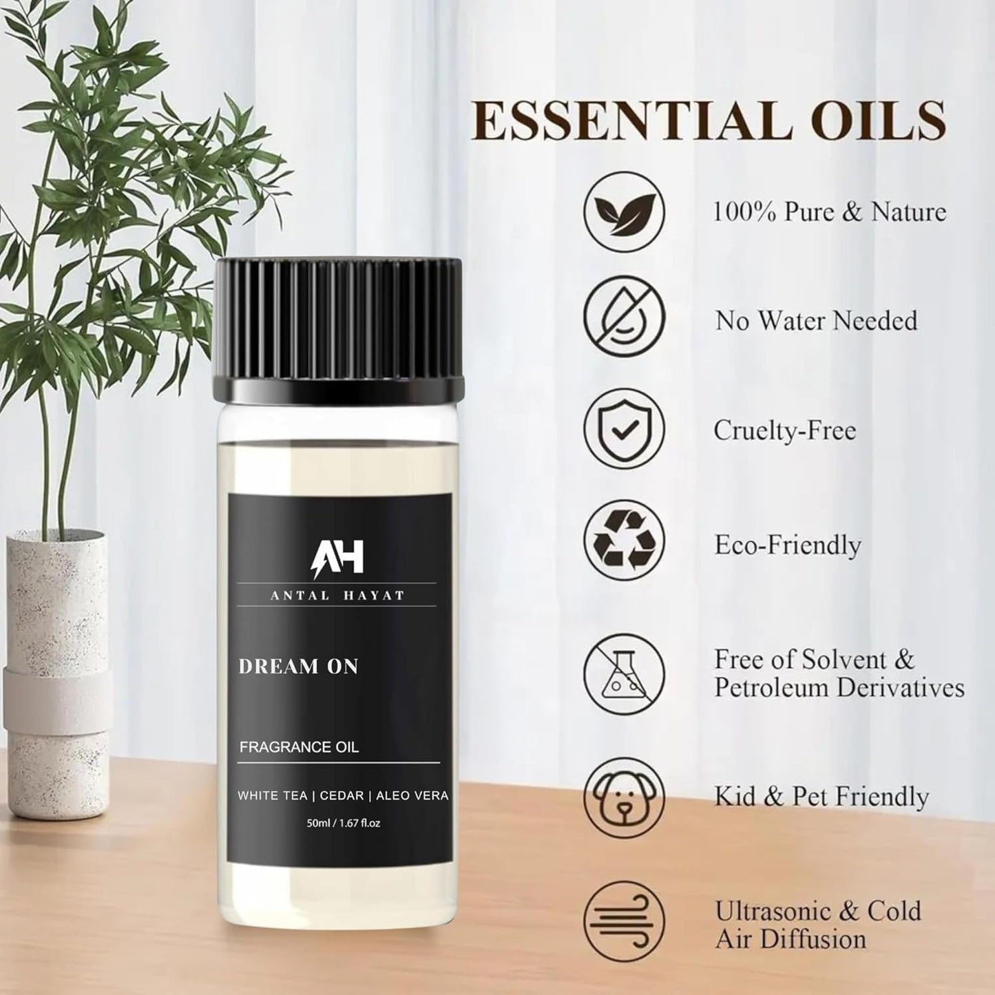 Dream On Essential Oil Scent 50mL - Inspired by Westin Hotel - Home Luxury Scent - Antal Hayat Diffuser Oil - White Tea, Cedarwood, Amber, Musk - Diffuser Oil Blends for Aromatherapy