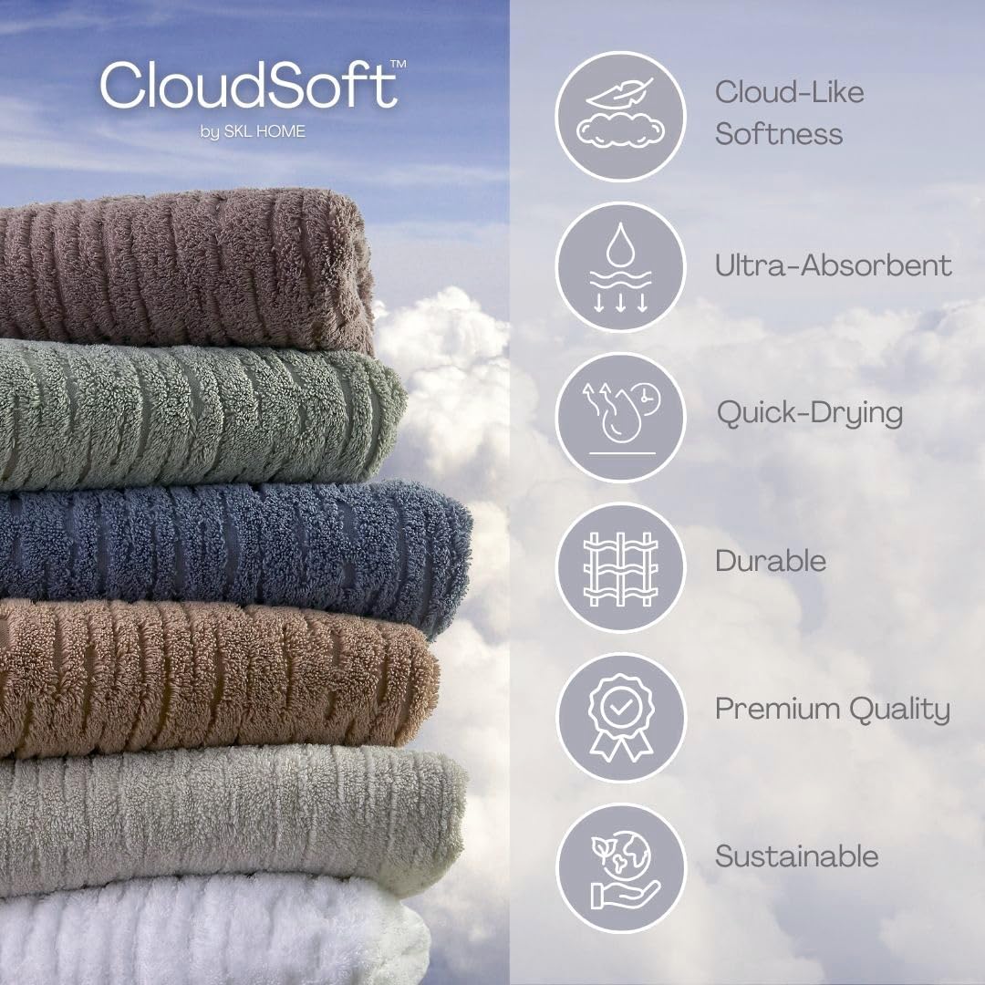 SKL Home CloudSoft Cotton Luxury Bath Towel, Oatmeal