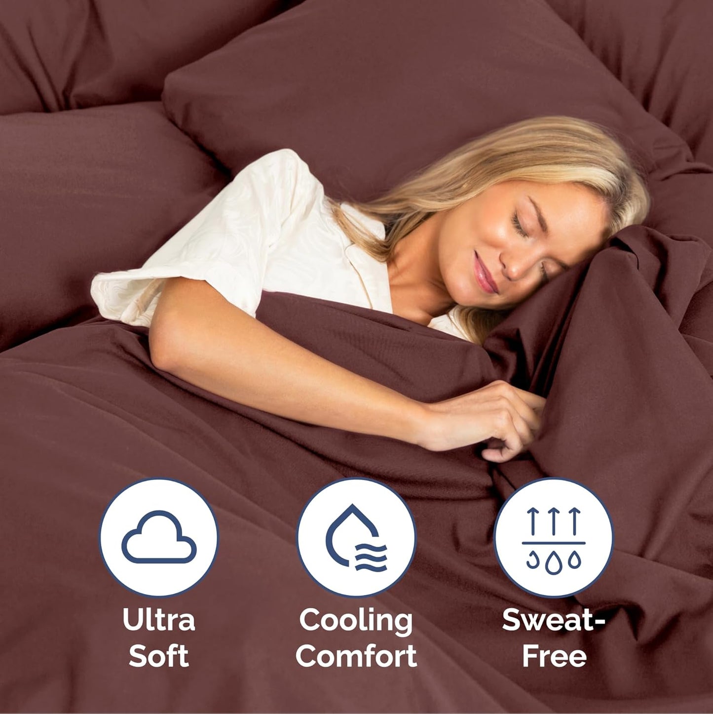 Queen Size 4 Piece Sheet Set - Extra Soft, Breathable and Cooling - Hotel Luxury Durable Bed Sheets for Women & Men - Deep Pockets, Easy-Fit & Wrinkle-Free - Dark Russet Oeko-Tex