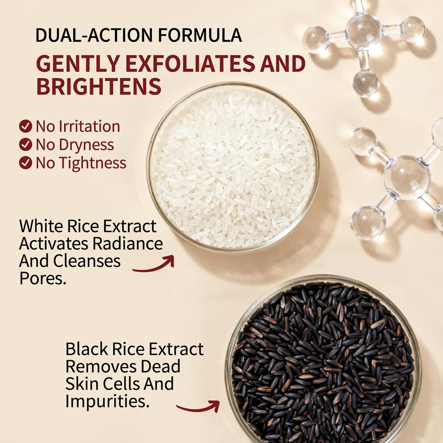 dewyhour Exfoliating Black & White Rice Ampoule Duo Set - Gently Removes Dead Skin Cells, Refines Pores, Soft Face & Body Scrub for All Skin Types, 2-Pack