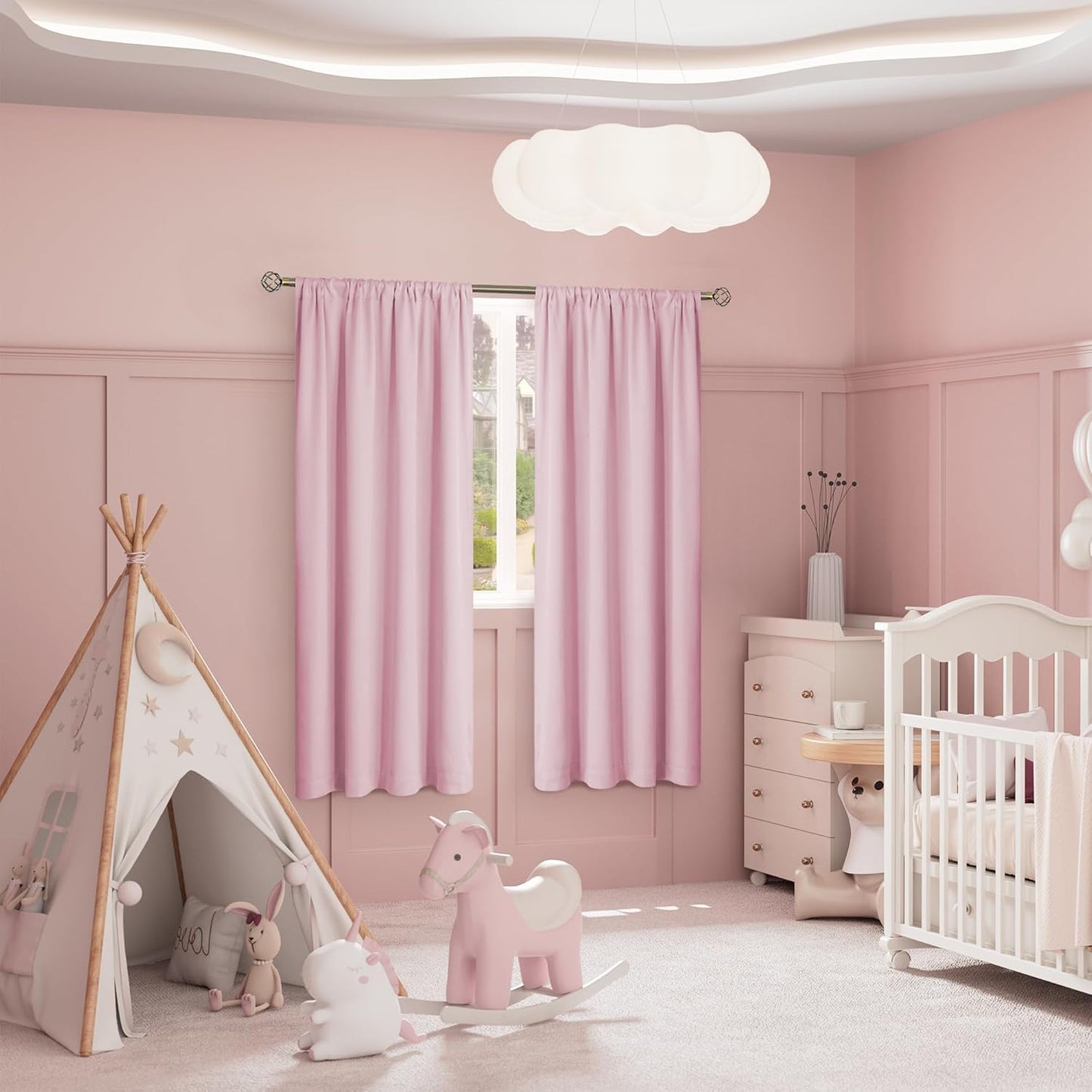 BGment 100% Blackout Curtains for Bedroom 72 Inch Long, Full Room Darkening Soundproof Heavy Thermal Insulated Bedroom Window Drapes with Rod Pocket, 2 Panels, 42 x 72 Inch, Pink