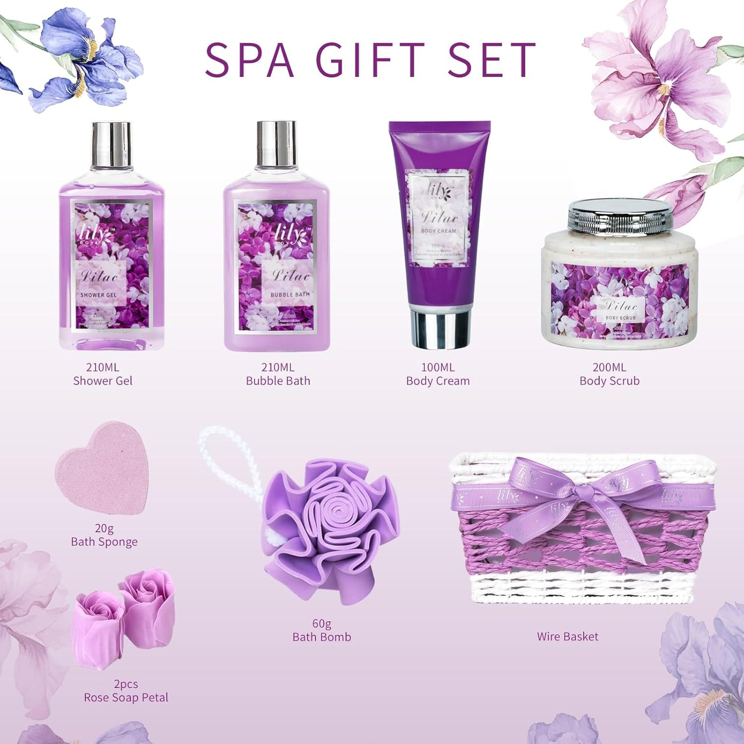 Christmas Gifts for Women - 9 Pcs Lavender Bath and Body Gift Basket Set for Women, Gift Baskets | Valentine's, Birthday, Mothers Day Gifts for Mom, Perfect Gift for Mom All Occasion Gifts for Her