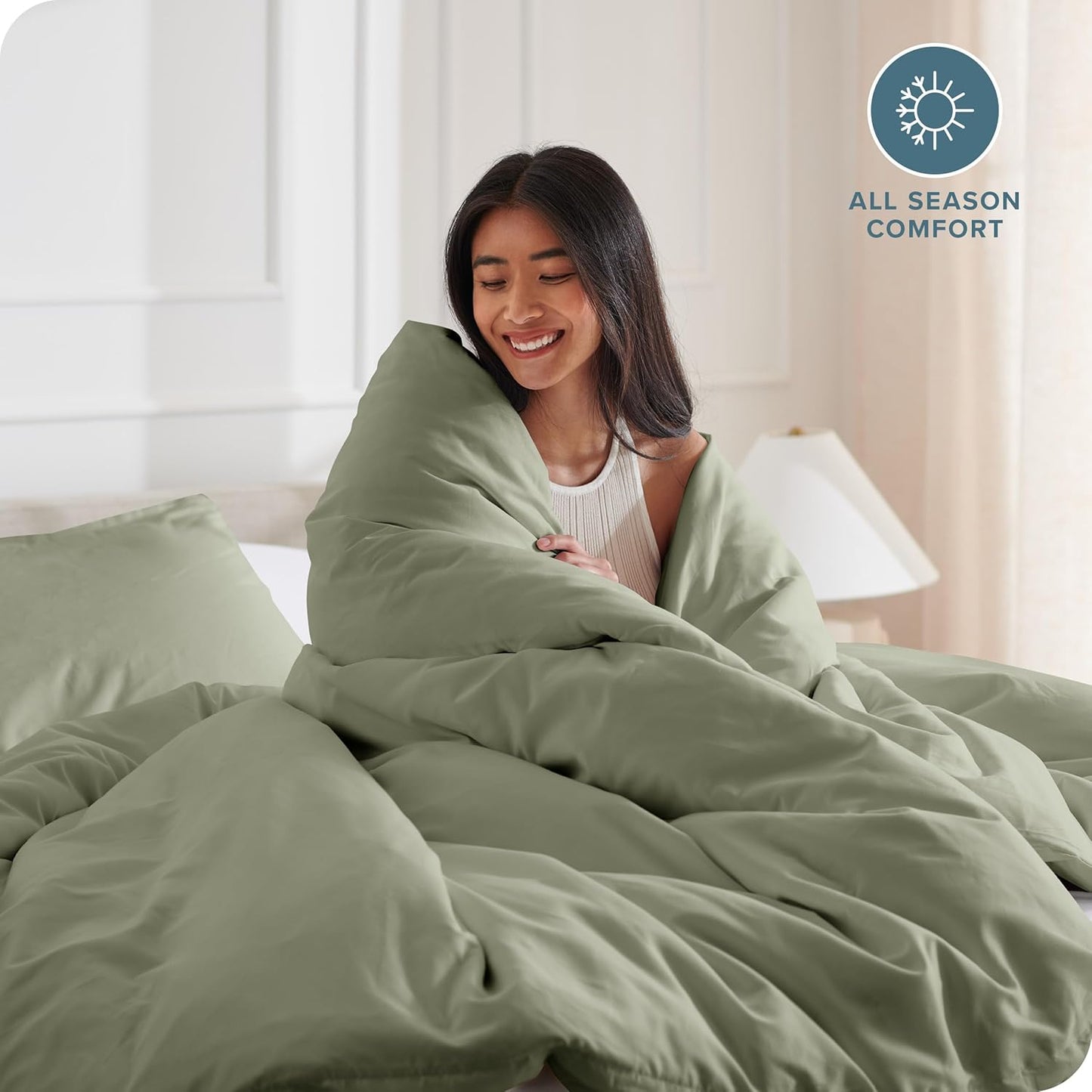 Bare Home Bedding Duvet Cover Oversized King - Premium 1800 Super Soft Collection - Lightweight, Cooling - Soft Breathable Bedding Duvet Cover (Oversized King, Sage)