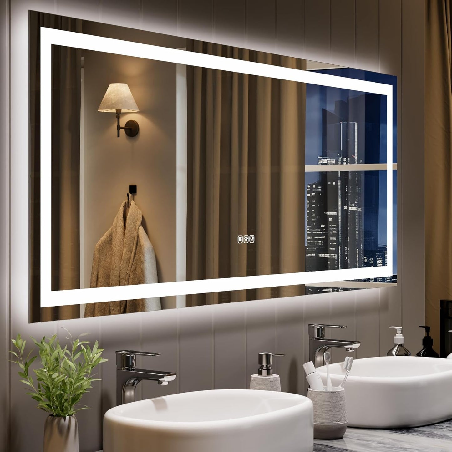 60x24 LED Bathroom Mirror with Lights, Backlit + Front Lit, Dimmable, Anti-Fog, Lighted Bathroom Vanity Mirror for Wall, Memory Function, Shatter-Proof (Horizontal/Vertical)