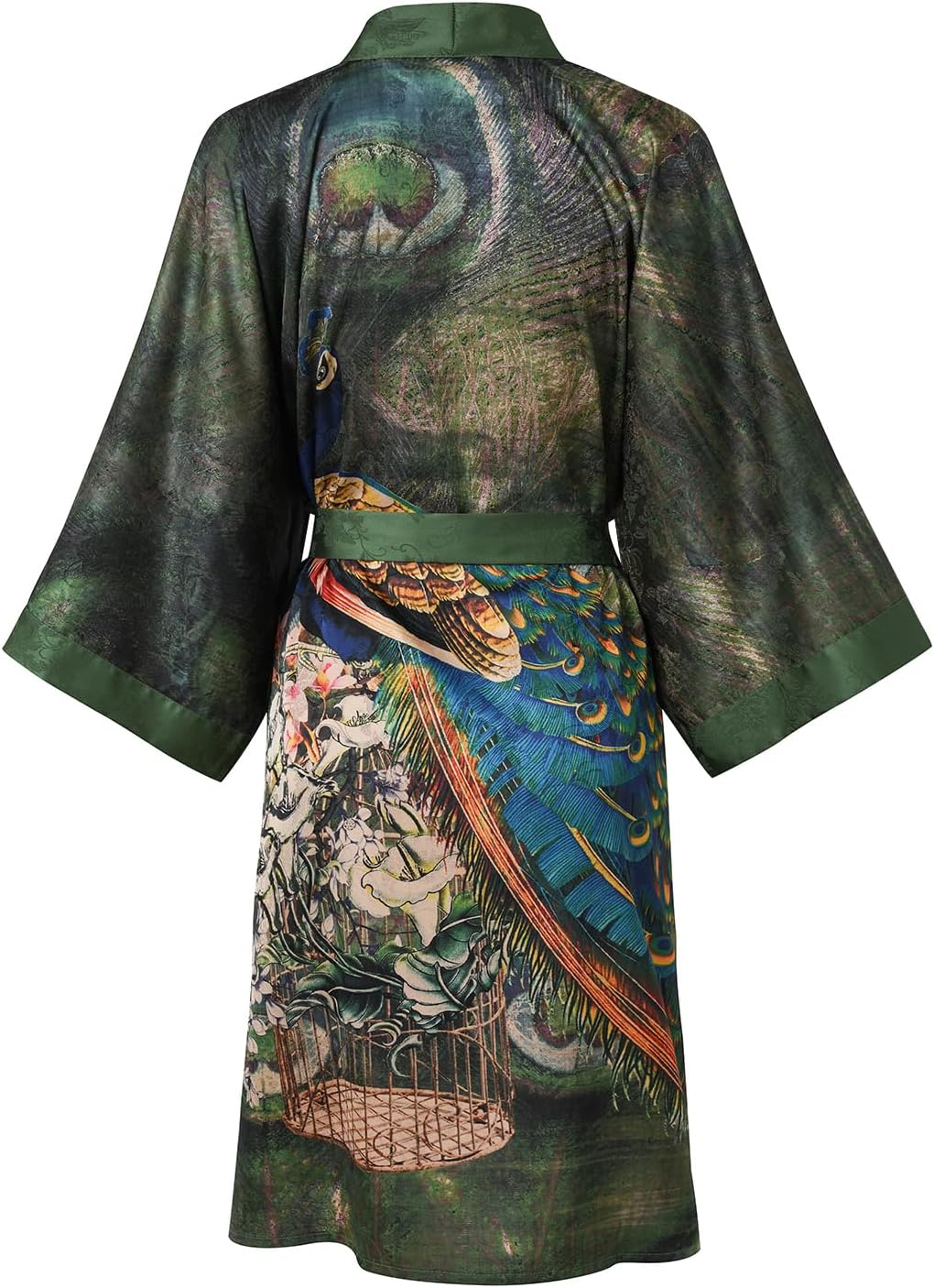 Ledamon Women's Kimono Short Robe - Classic Floral Bathrobe Nightgown