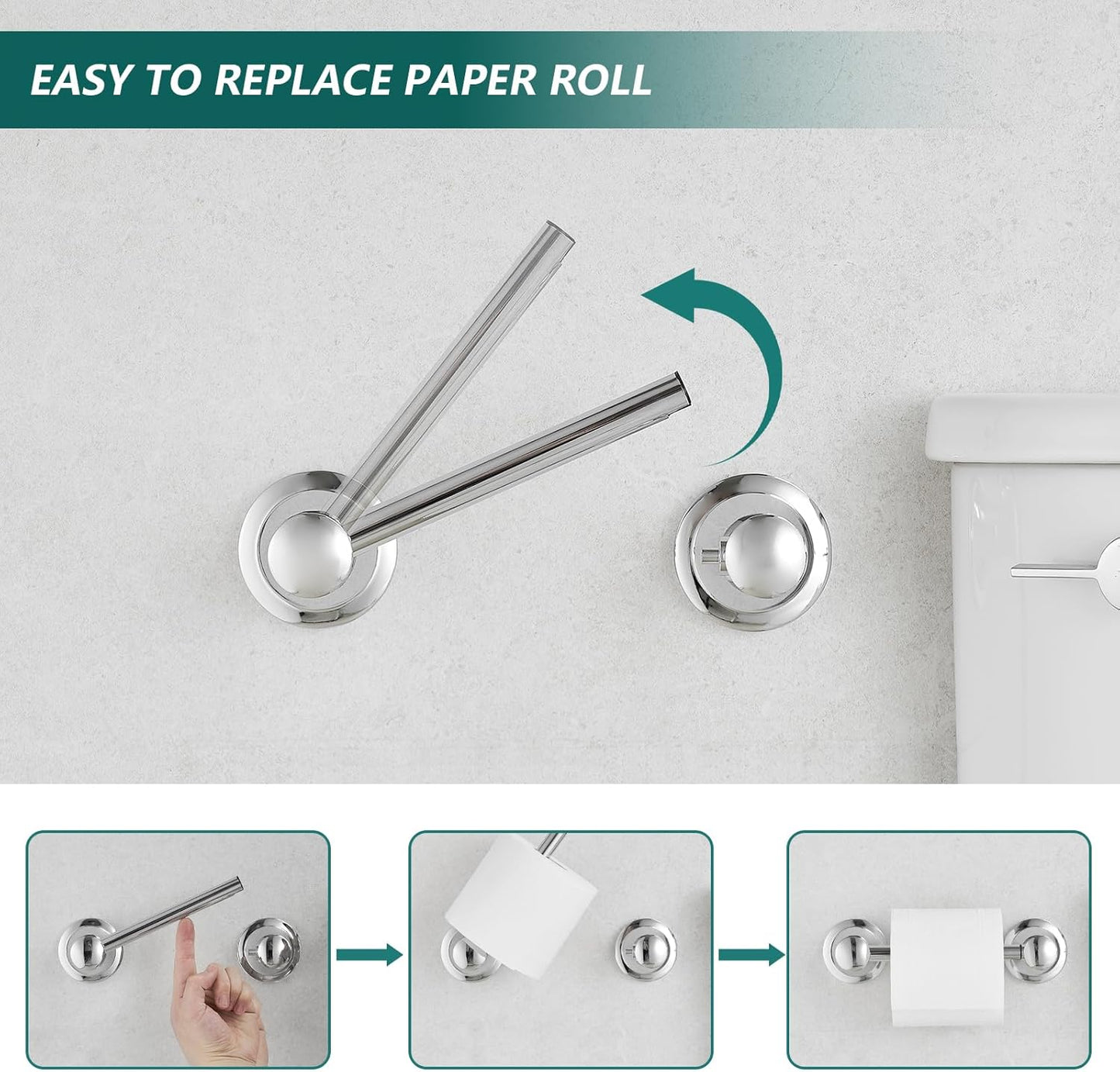 Hoimpro Wall Mounted Rustproof Chrome Toilet Tissue Paper Holder Bathroom Accessories Toilet roll Paper Hanger