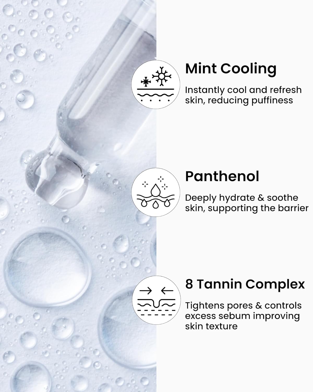 Ice Roll Serum for Face, Puffy Eyes, Under Eye Bags - Panthenol & Tannin for Hydrating, Pore Minimizing, Cooling Ice Roller for Puffiness, Redness, Dark Circles - Korean Skin Care, 1.69 Fl Oz