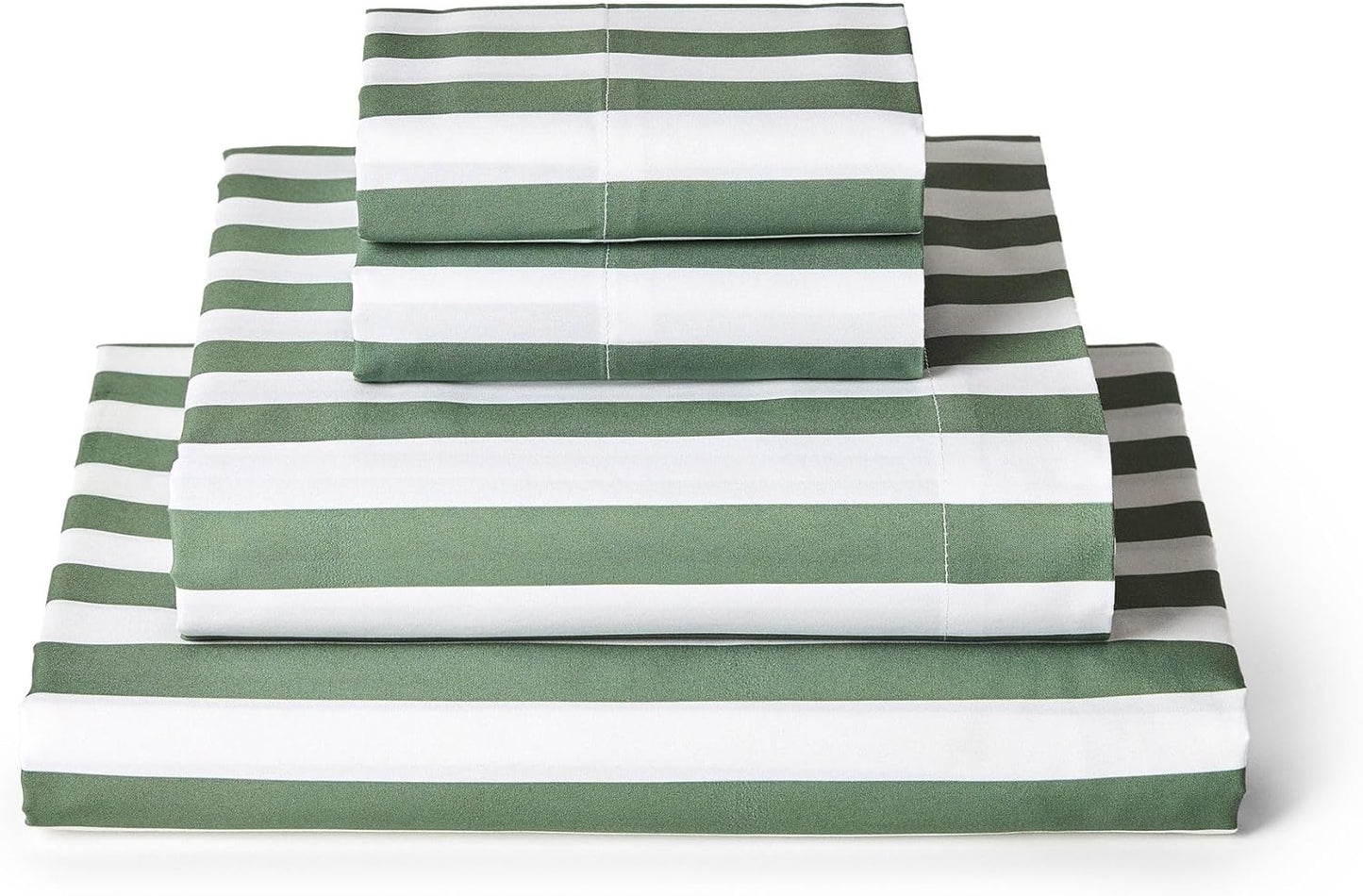 Mellanni King Sheets Set - 4 PC Iconic Collection Bedding - Hotel Luxury, Extra Soft, Cooling Bed Sheets - Wrinkle, Fade, Stain Resistant (King, Oxford Stripe Sage)