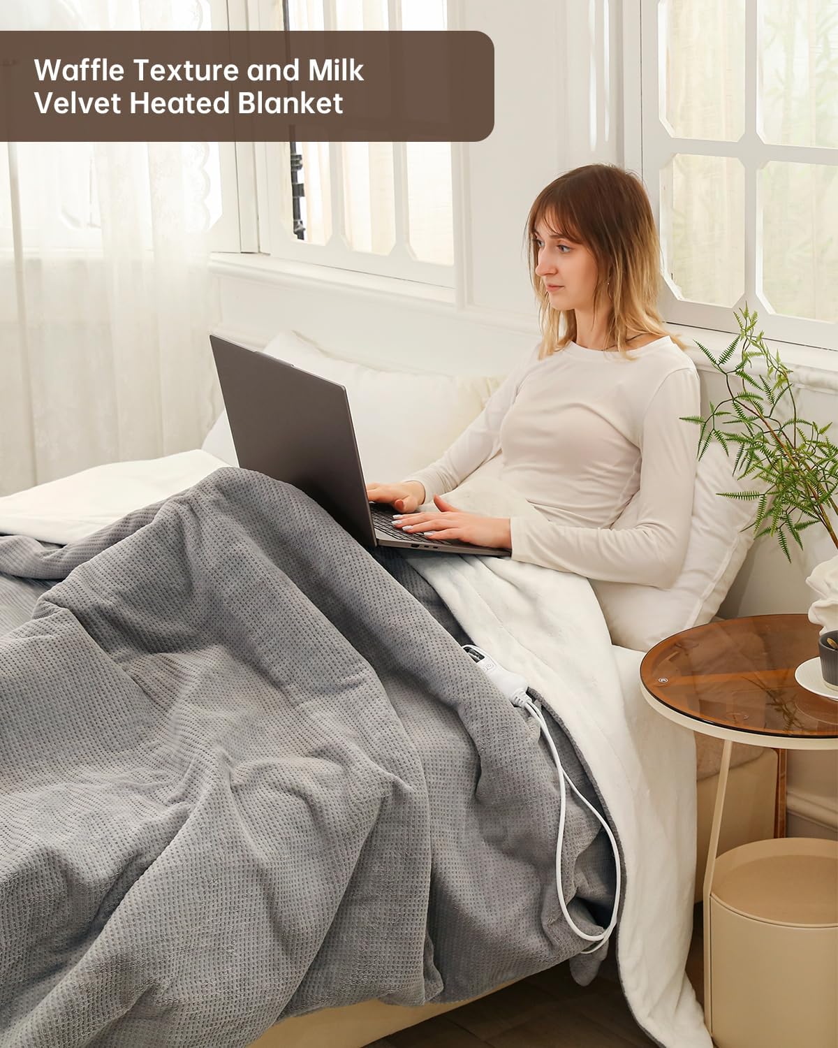 Heated Blanket Electric Blanket Full Size, Washable Blanket Warmer for Home for Adults, Fast Heating Super Cozy Soft Fabric, 72" x 84", 9 Heat Levels, 1-9H Auto-Off, ETL Certified, Gray