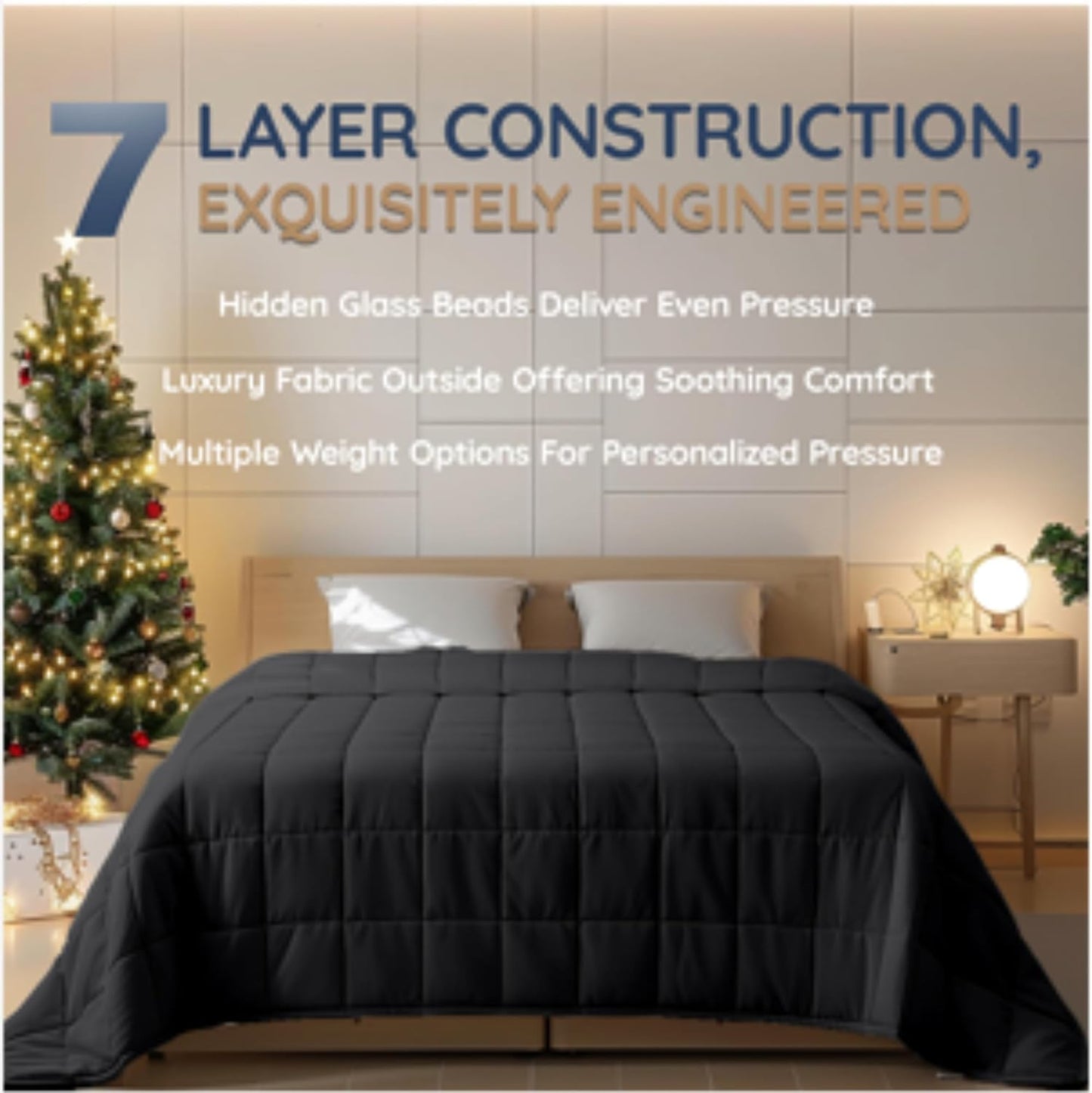 HomeSmart Products Weighted Blanket Queen Size 40lbs - Extra Heavy Blanket, Breathable Soft Fabric, Grey