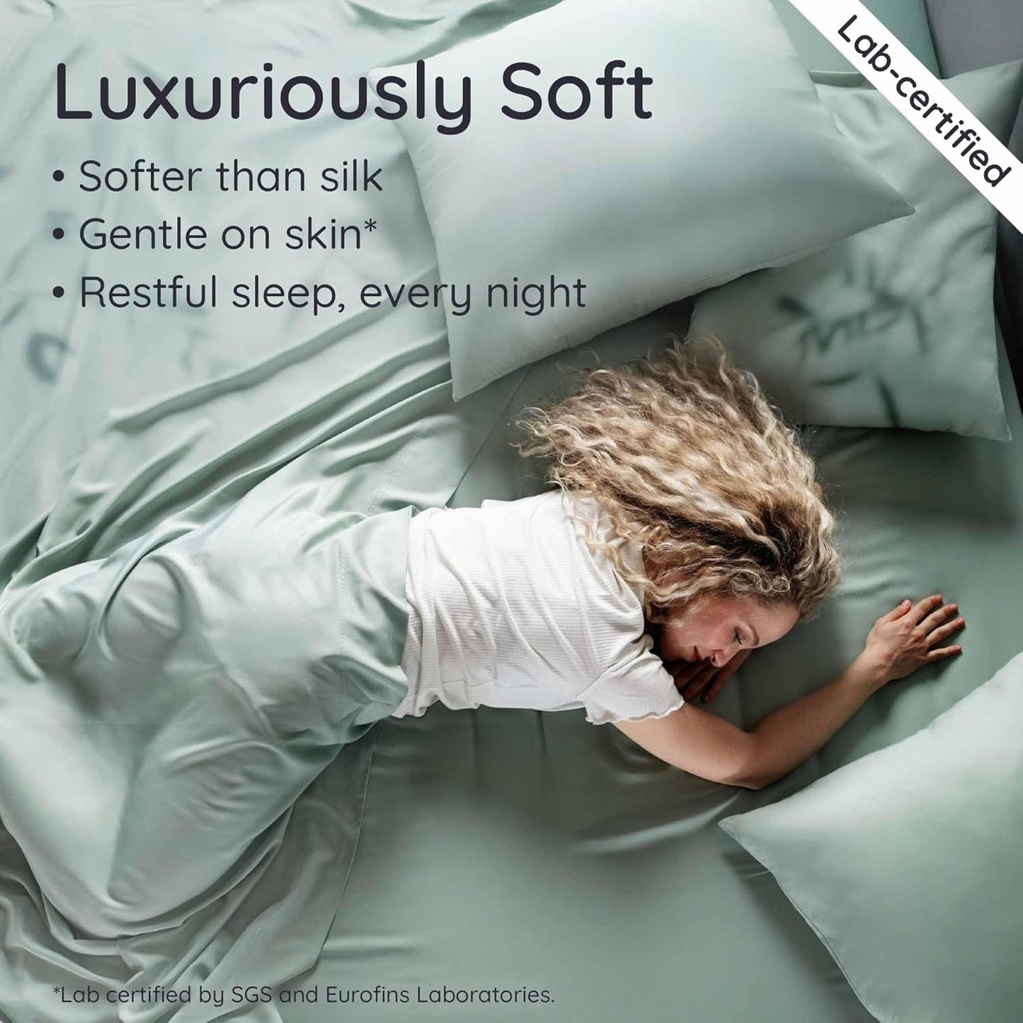 Bambaw 100% Viscose Derived from Bamboo Fitted Sheet Twin Size, 15’’ Deep Pocket Twin Fitted Sheet Only with Corner Straps, Cooling & Soft (Sea Glass)
