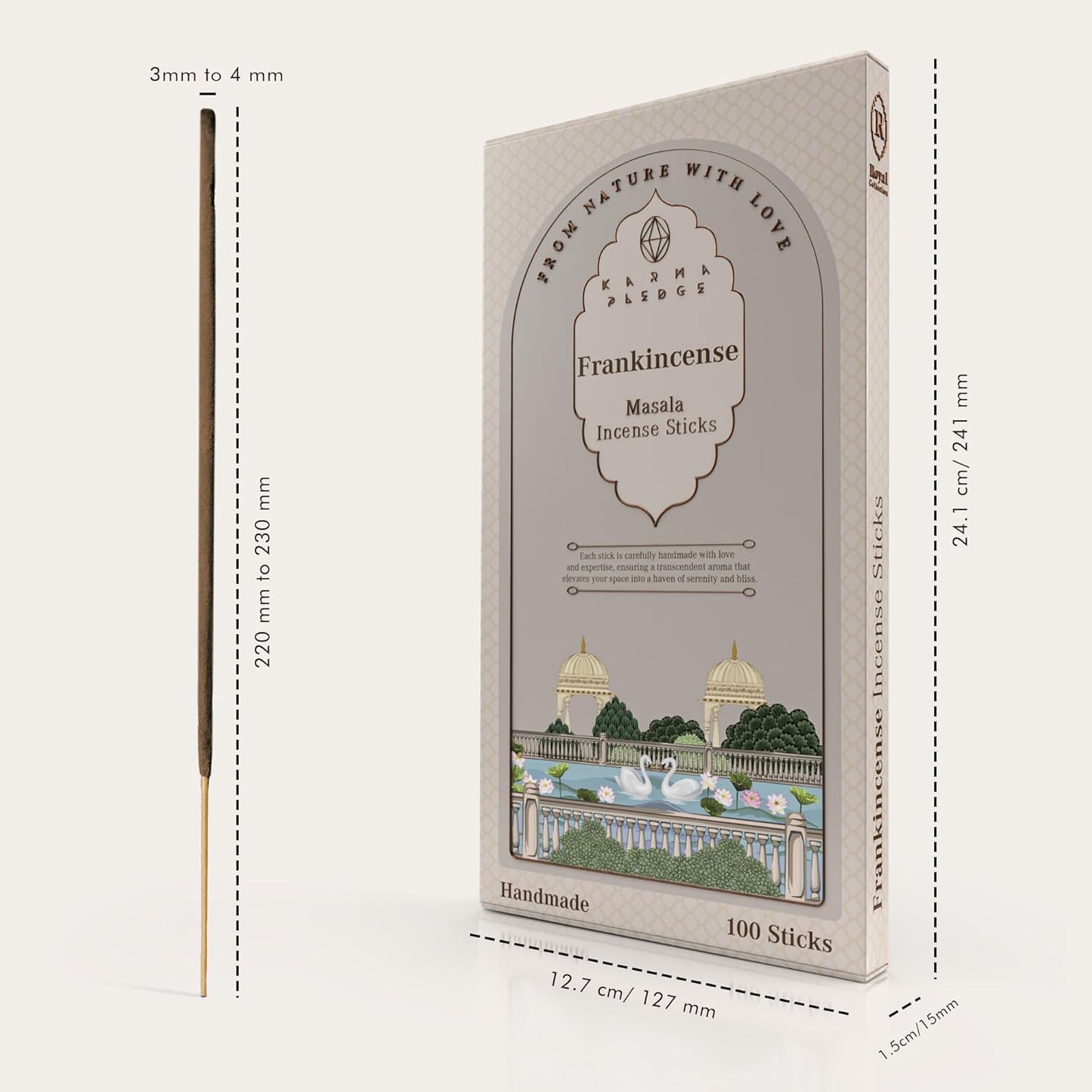 Incense Sticks, Frankincense & Myrrh Incense, Pack of 100 Stick, Hand Rolled Aromatic Masala Made with Natural Ingredients, 45-60 Min Burn Time, Best for Home Fragrance, Meditation, Yoga, Relaxation